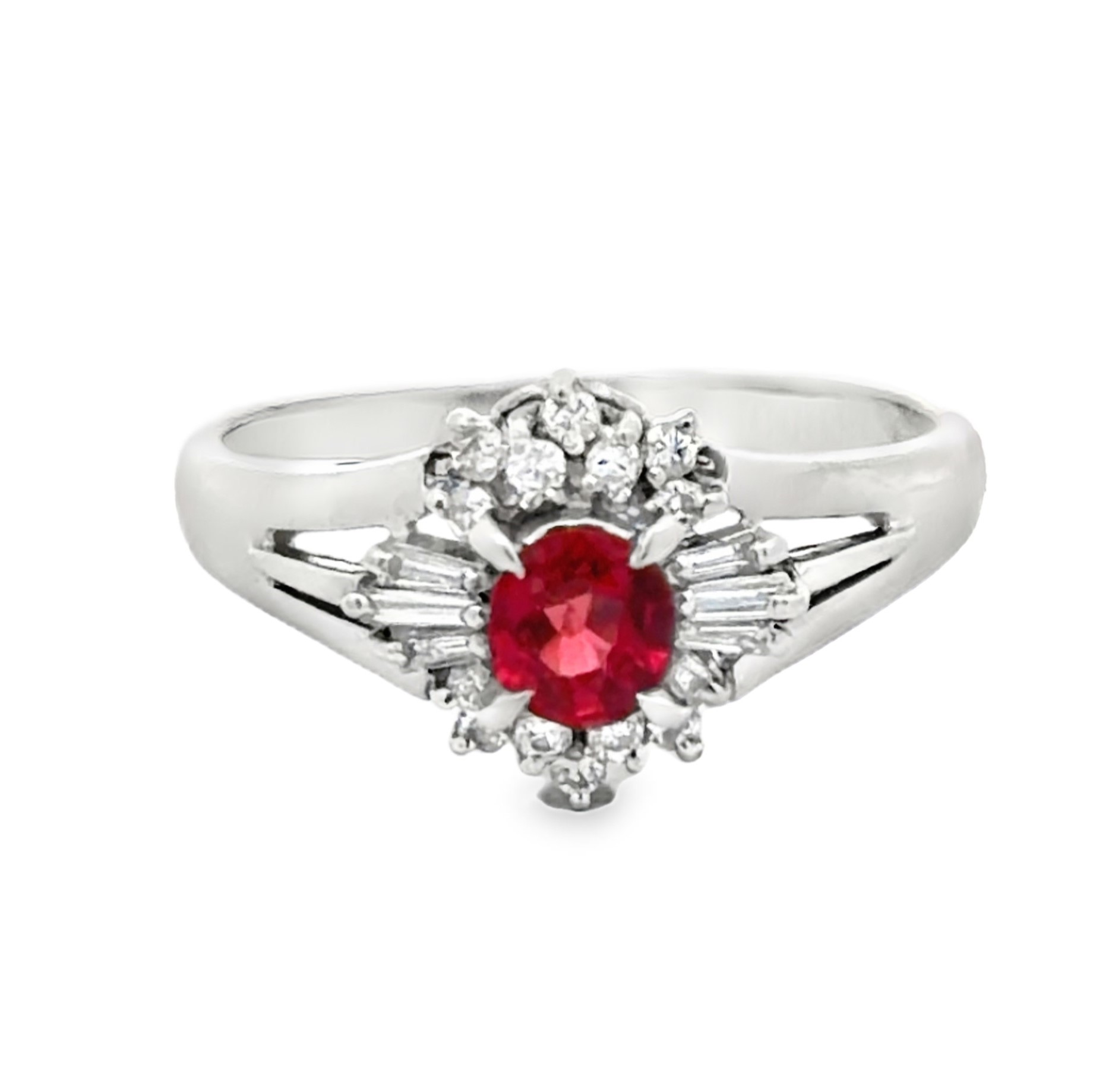 Natural Ruby and Diamond Ring in Platinum