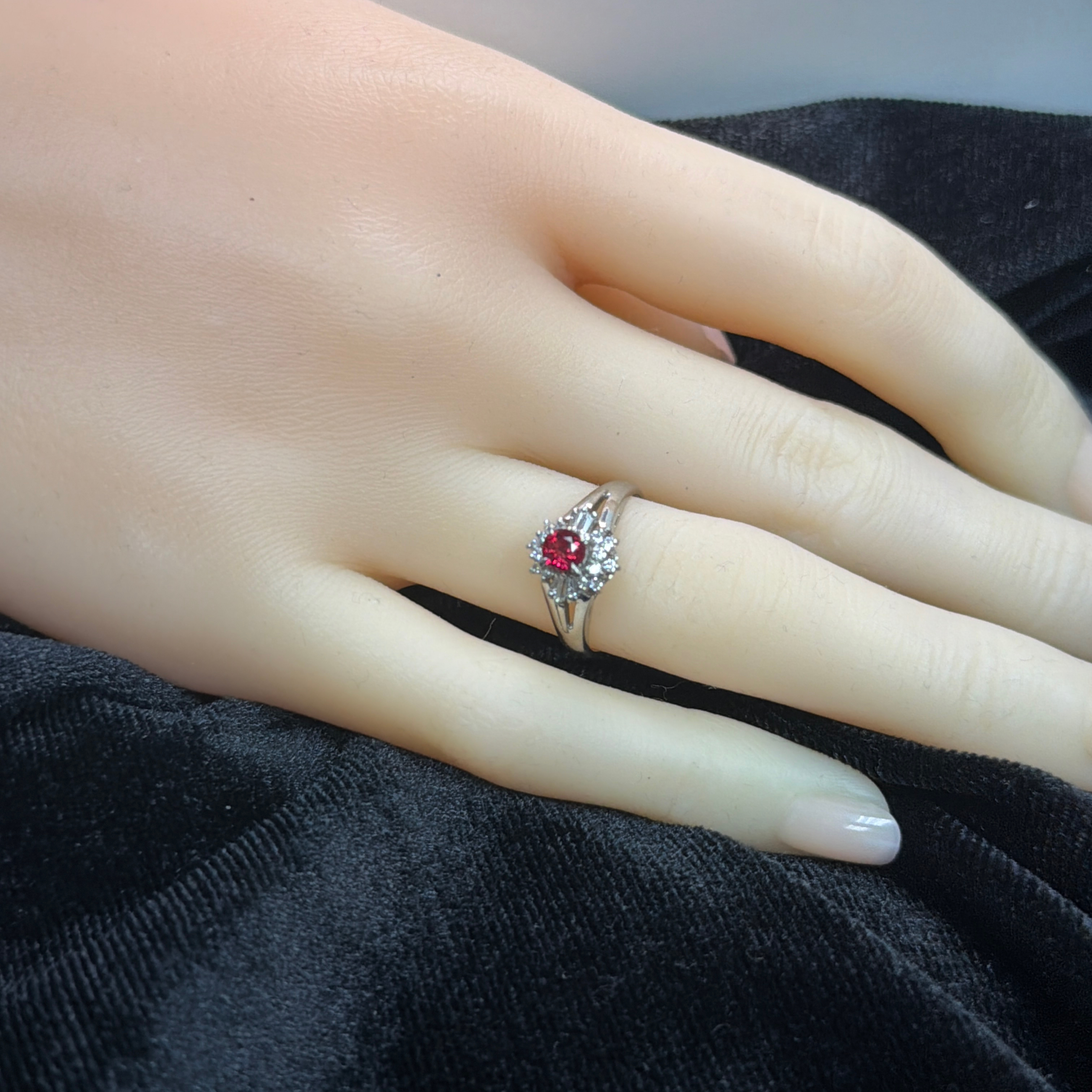 Natural Ruby and Diamond Ring in Platinum
