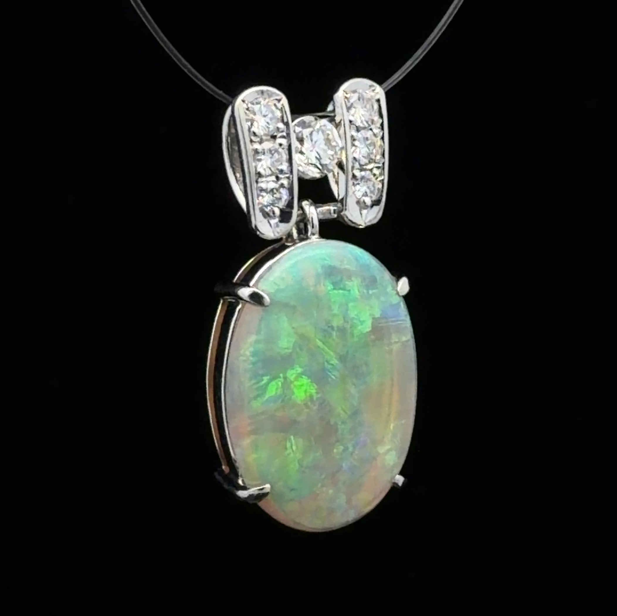 Natural Opal and Diamond Pendant
