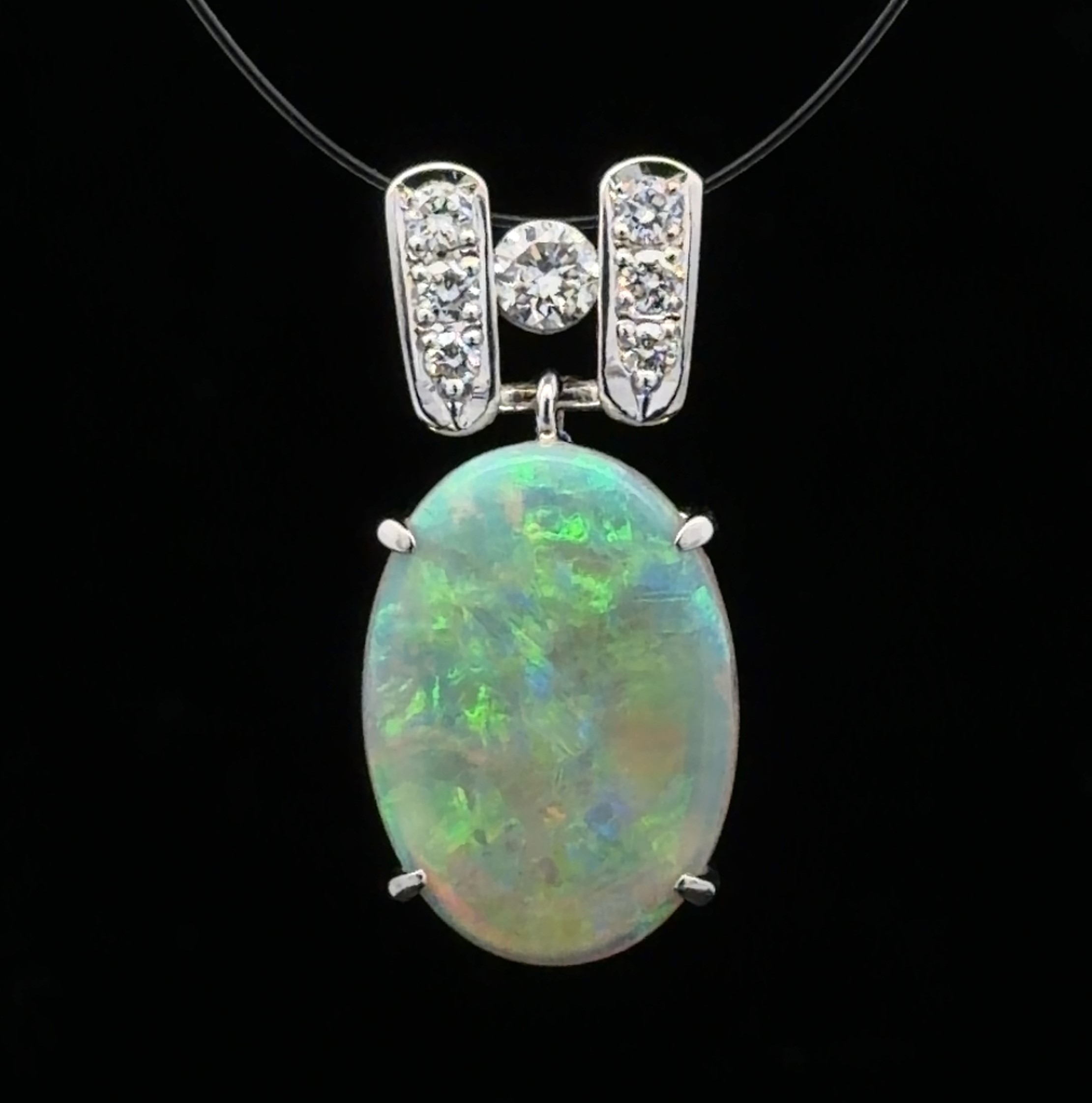 Natural Opal and Diamond Pendant