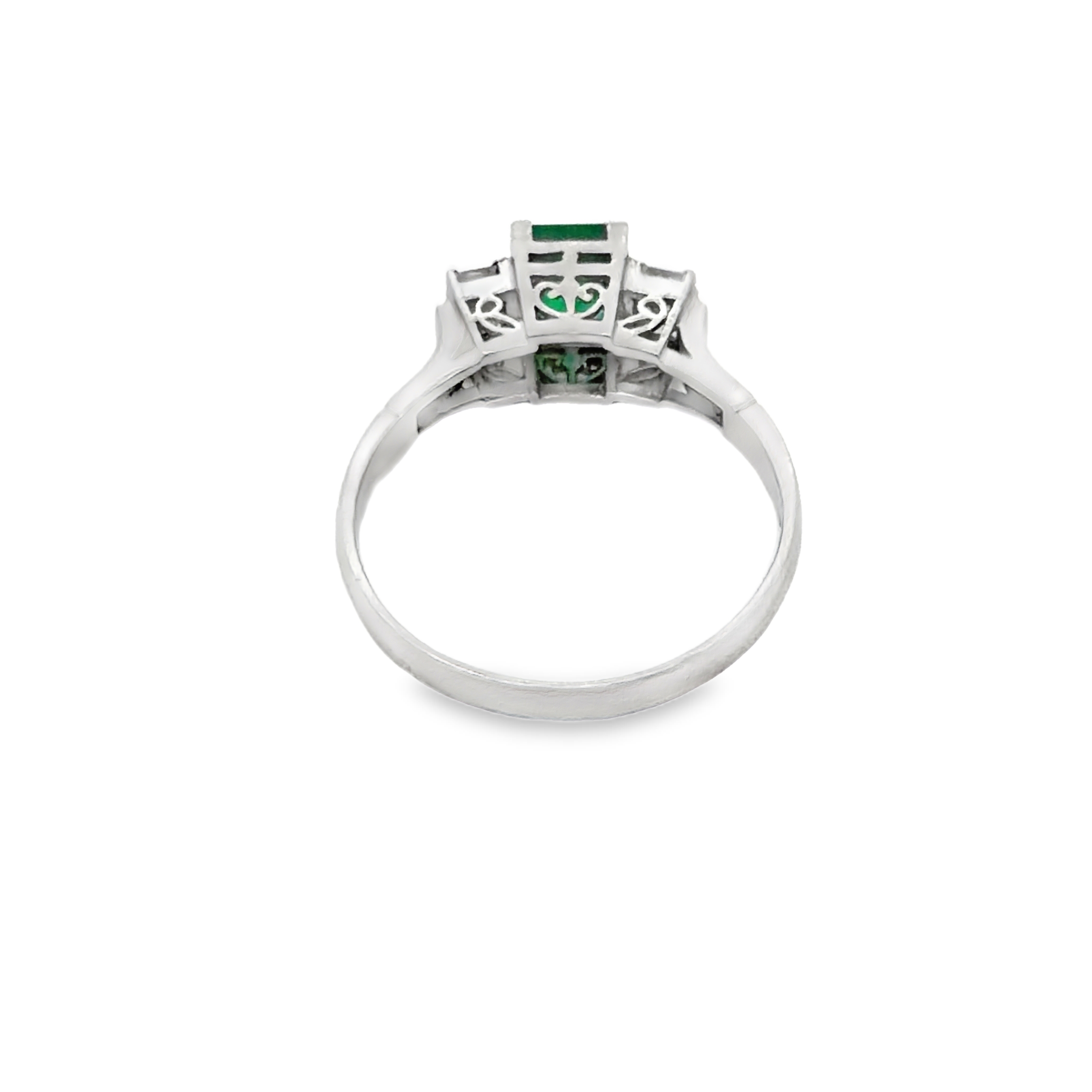 Natural Emerald and Diamond Ring in Platinum