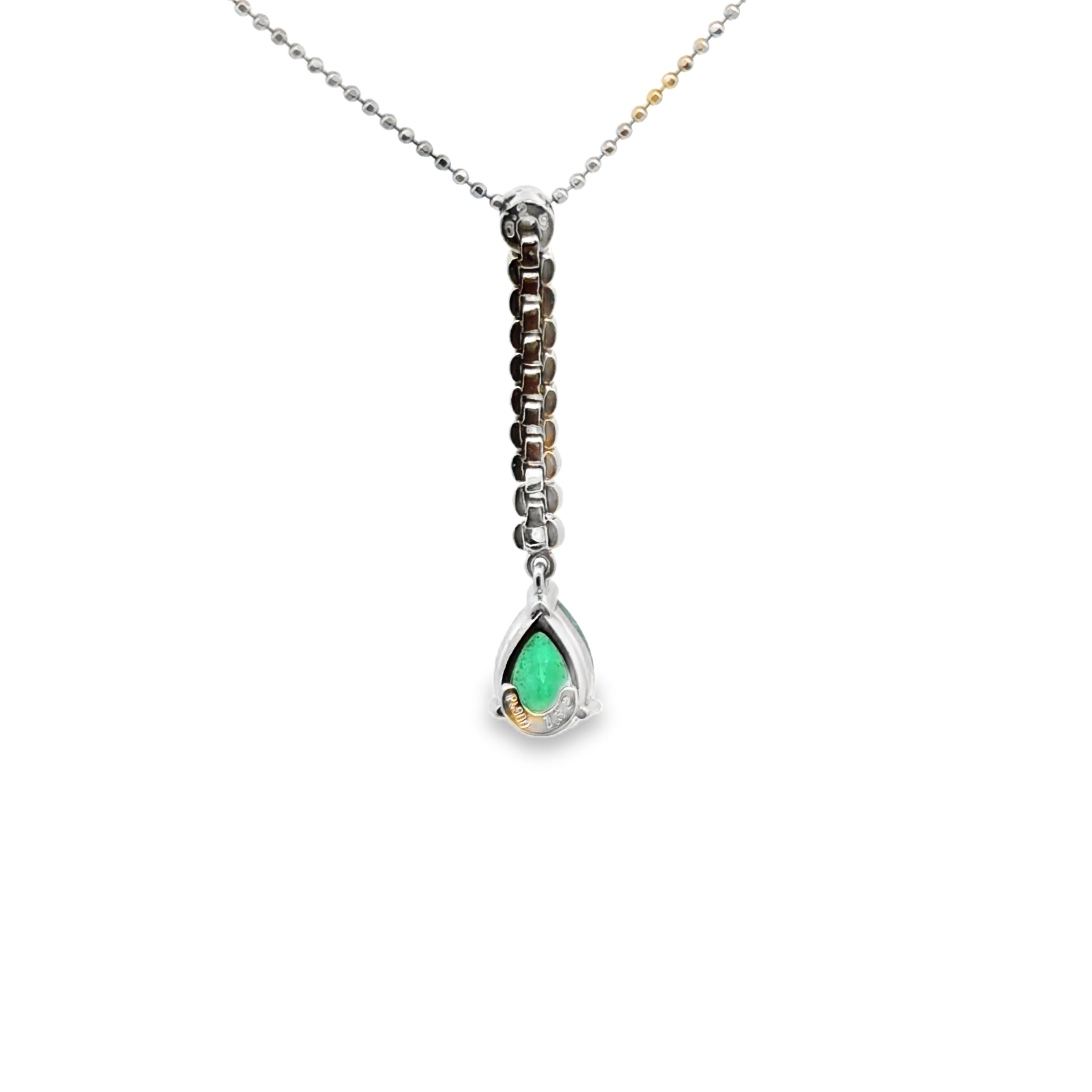 Natural Emerald and Diamond Pendant on Chain