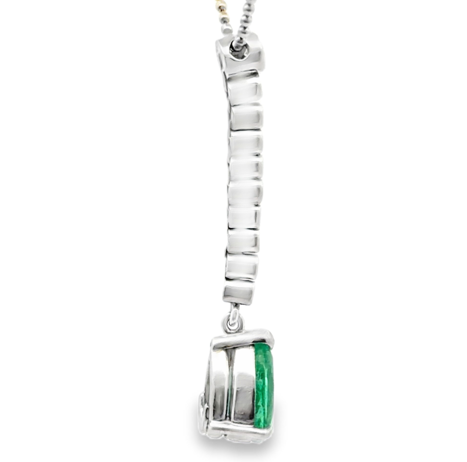Natural Emerald and Diamond Pendant on Chain