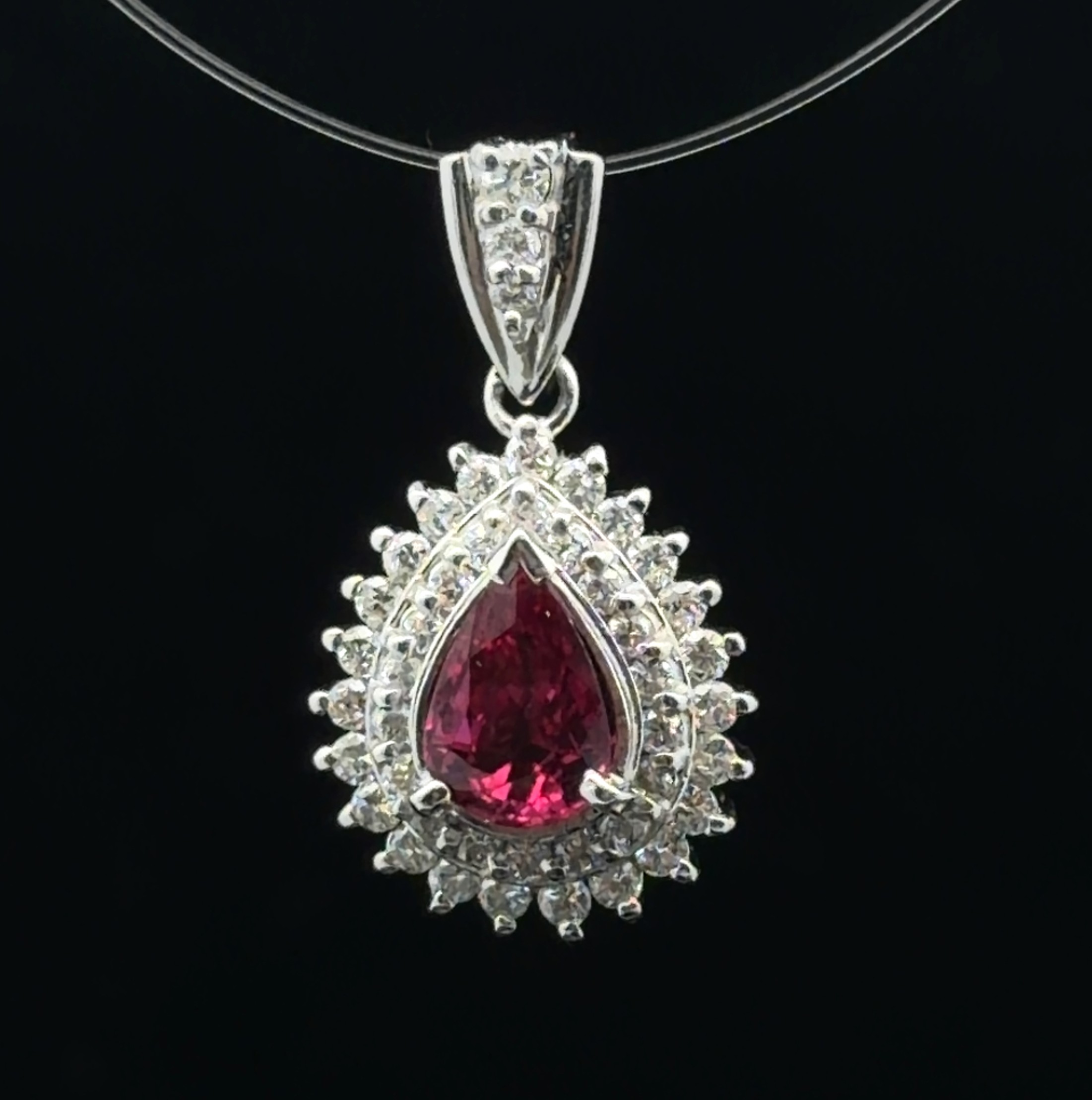 Platinum Spinel and Diamond Pendant