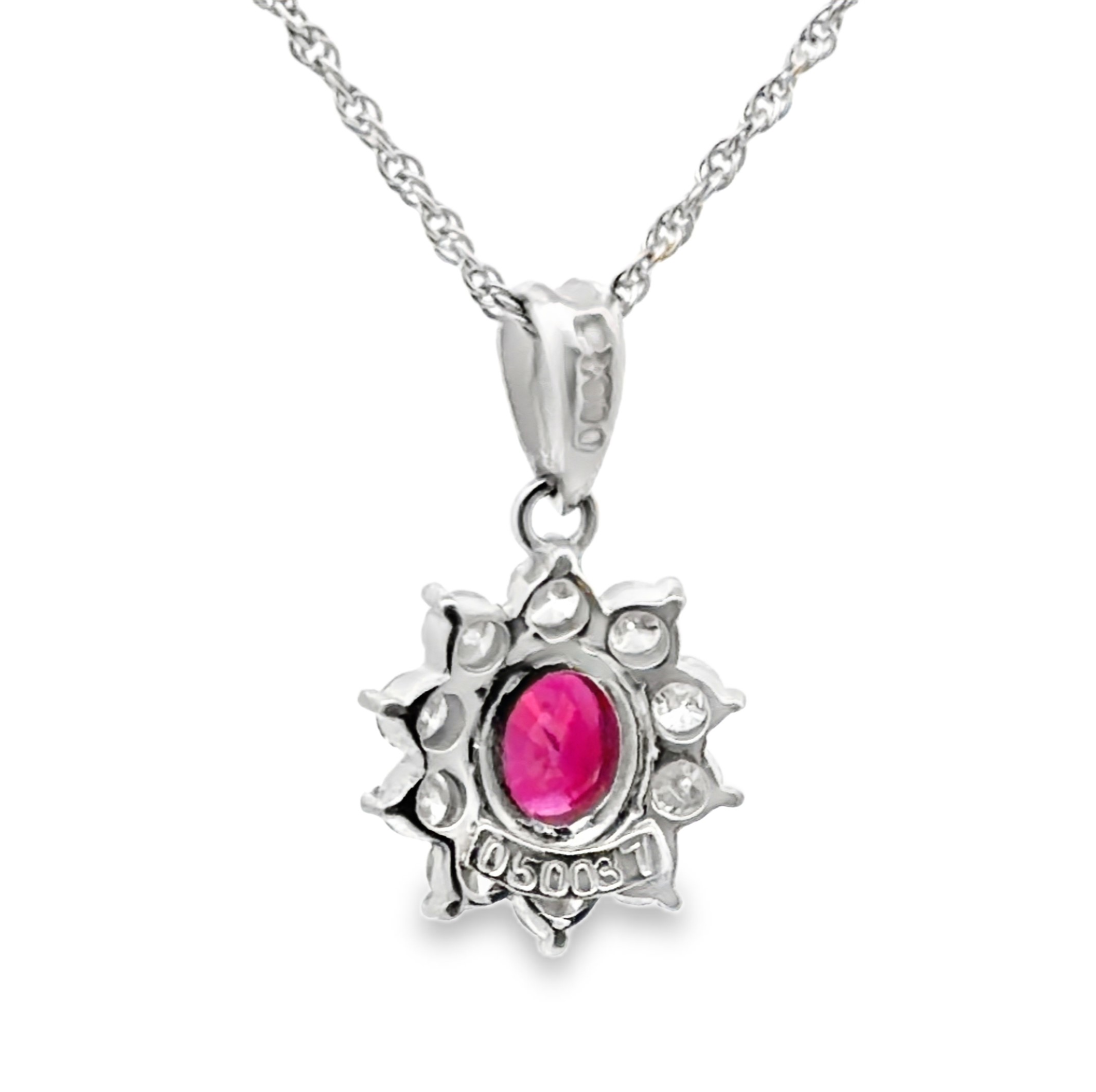 Natural Ruby and Diamond Pendant on Chain