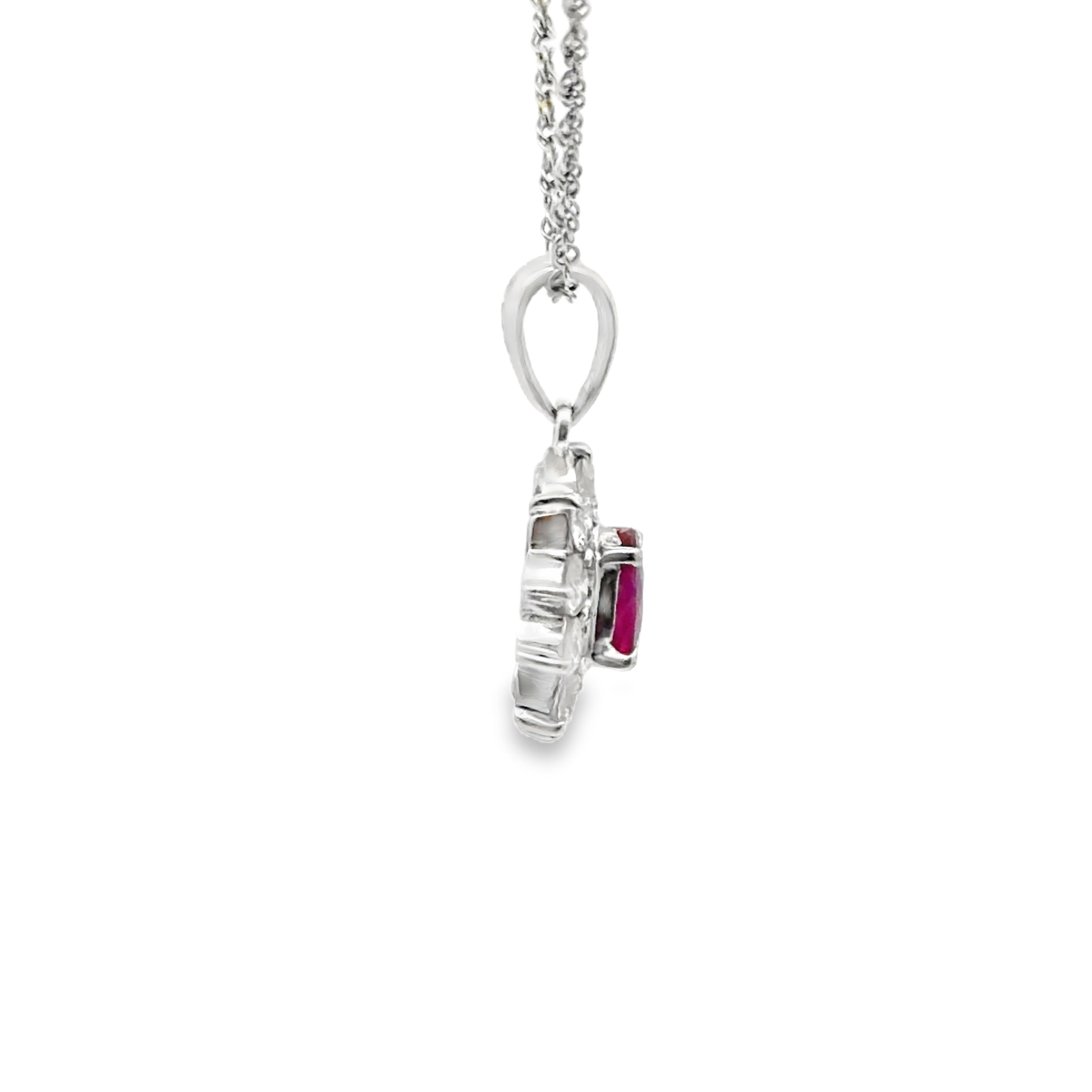 Natural Ruby and Diamond Pendant on Chain