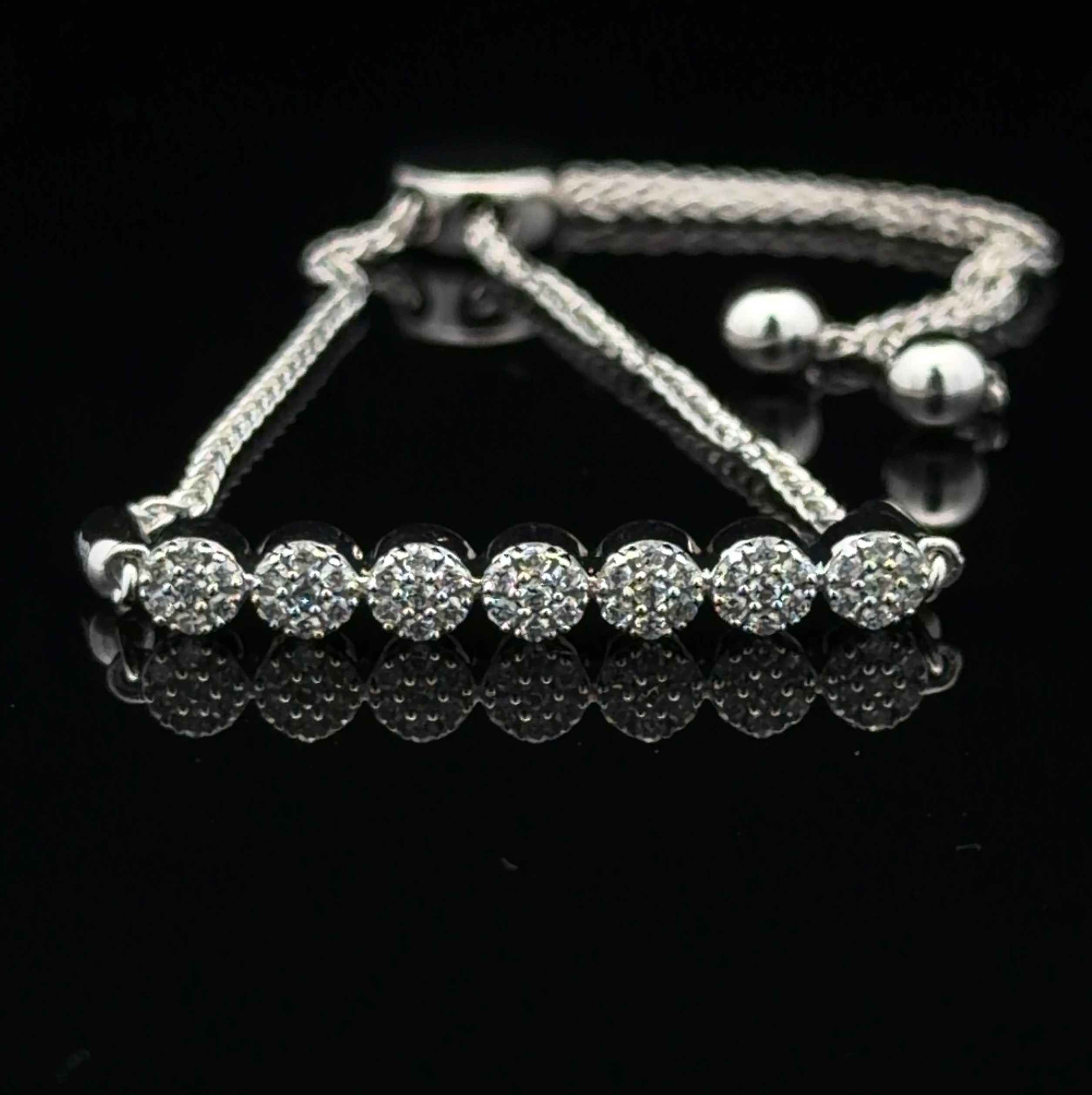 White Gold Natural Diamond Bolo Bracelet