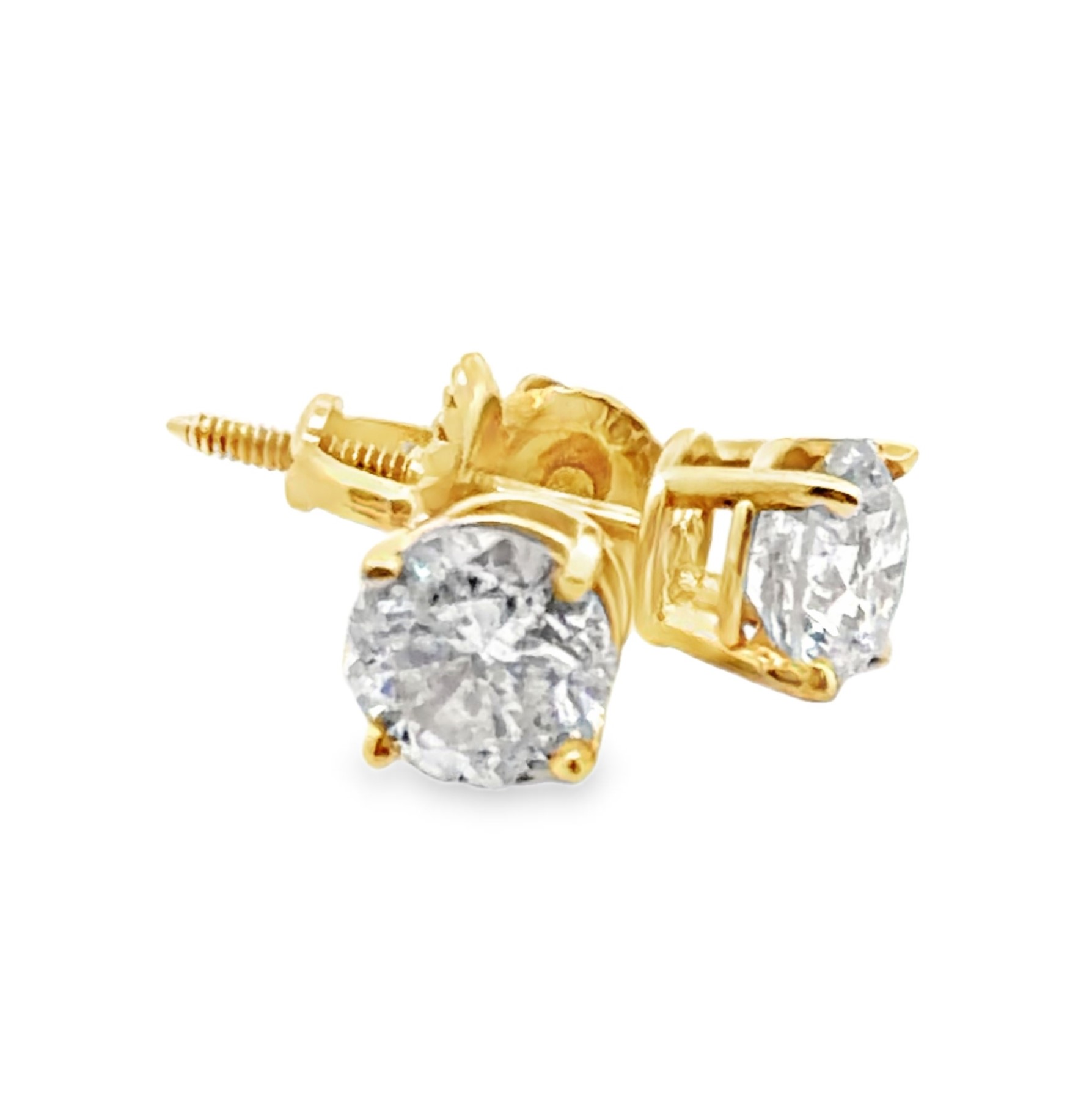 Yellow Gold Natural Diamond Stud Earrings