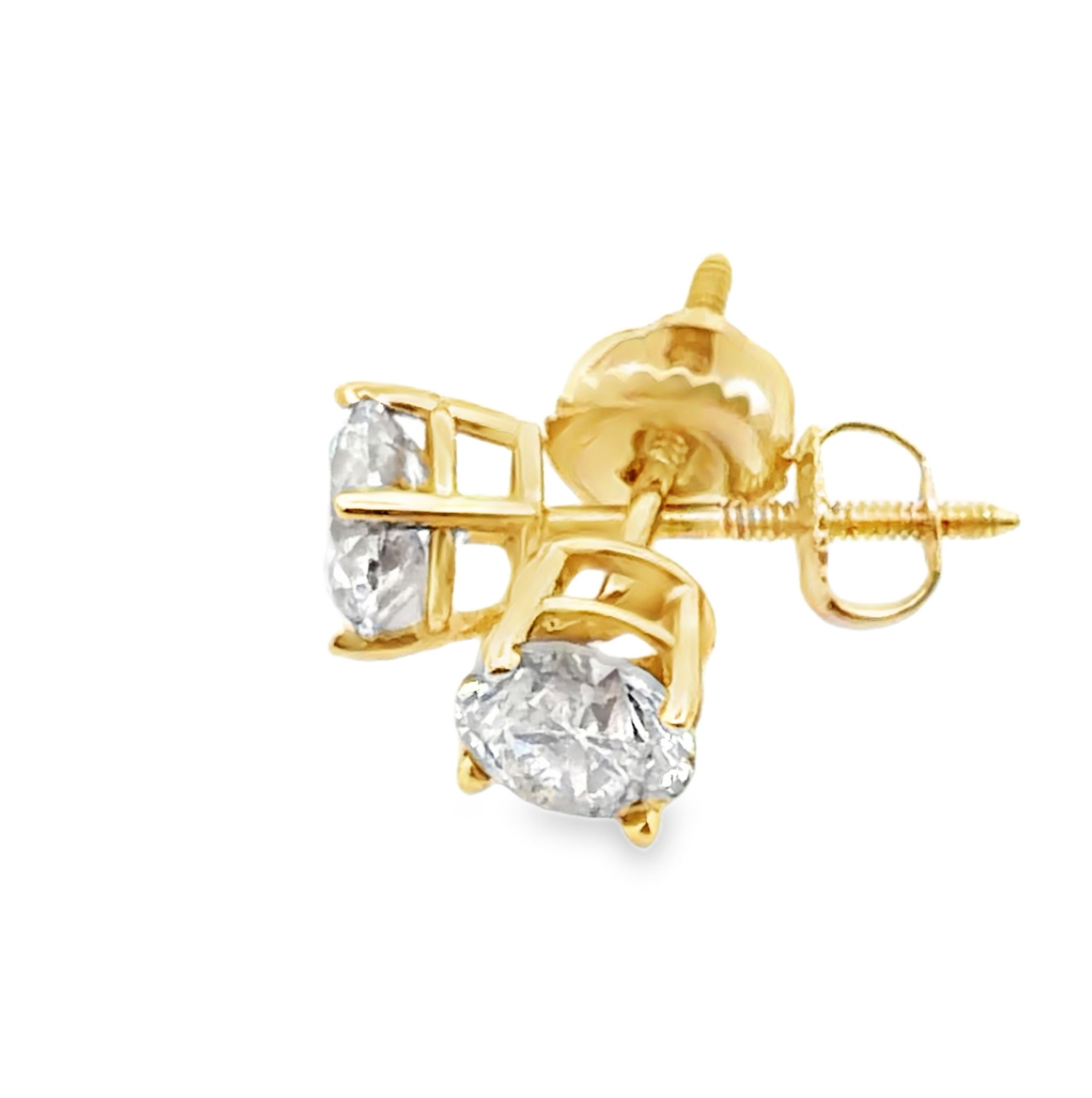 Yellow Gold Natural Diamond Stud Earrings