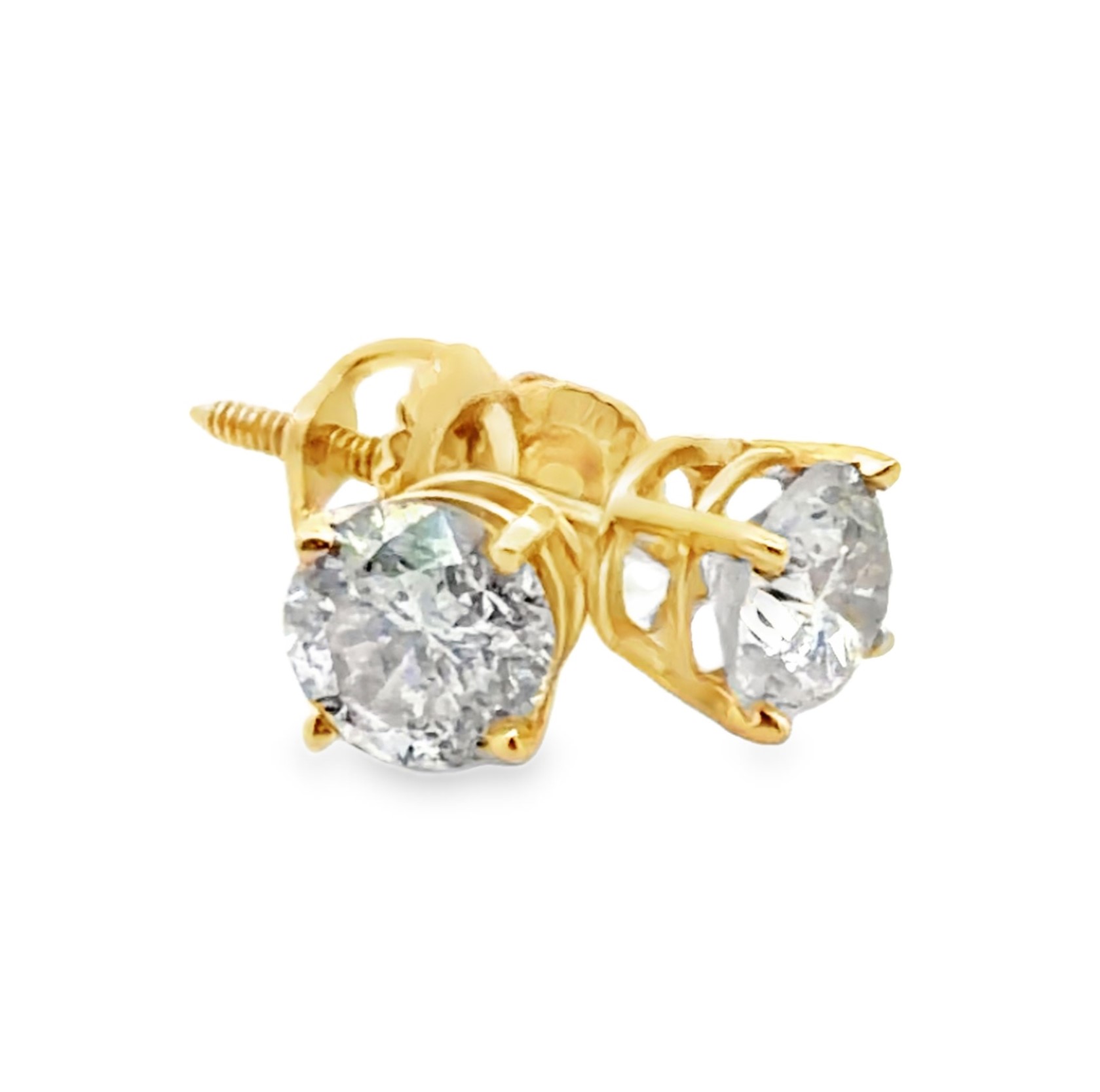Yellow Gold Natural Diamond Stud Earrings