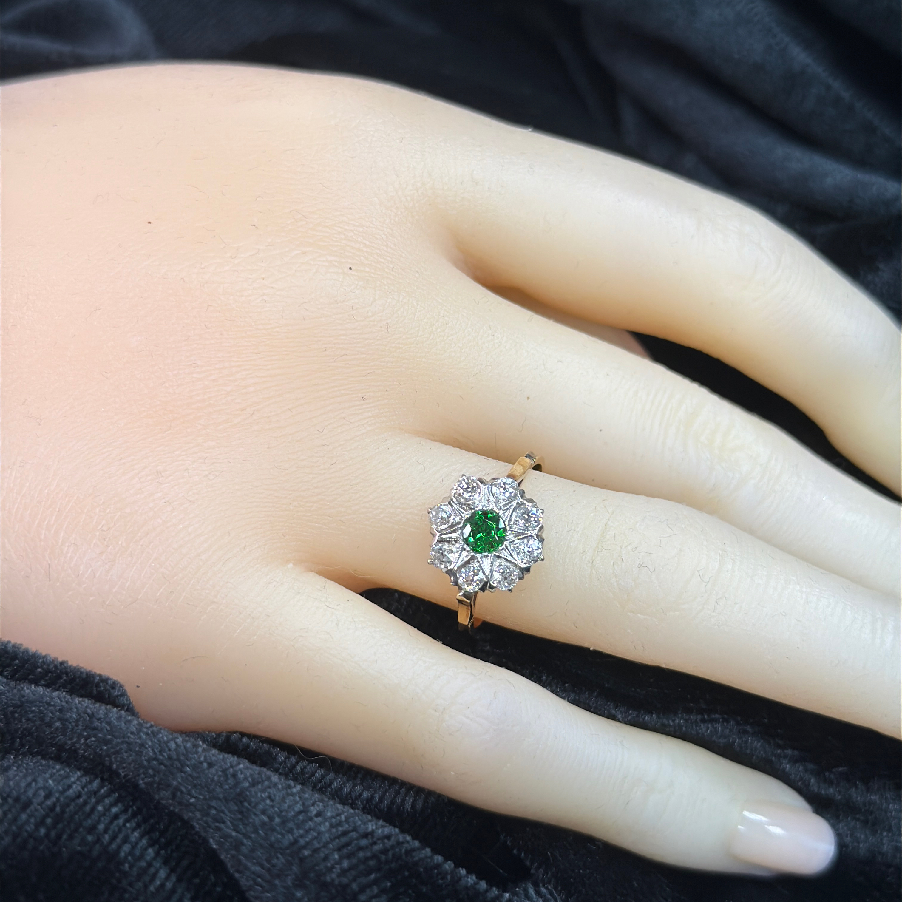 Natural Tsavorite and Diamond Ring
