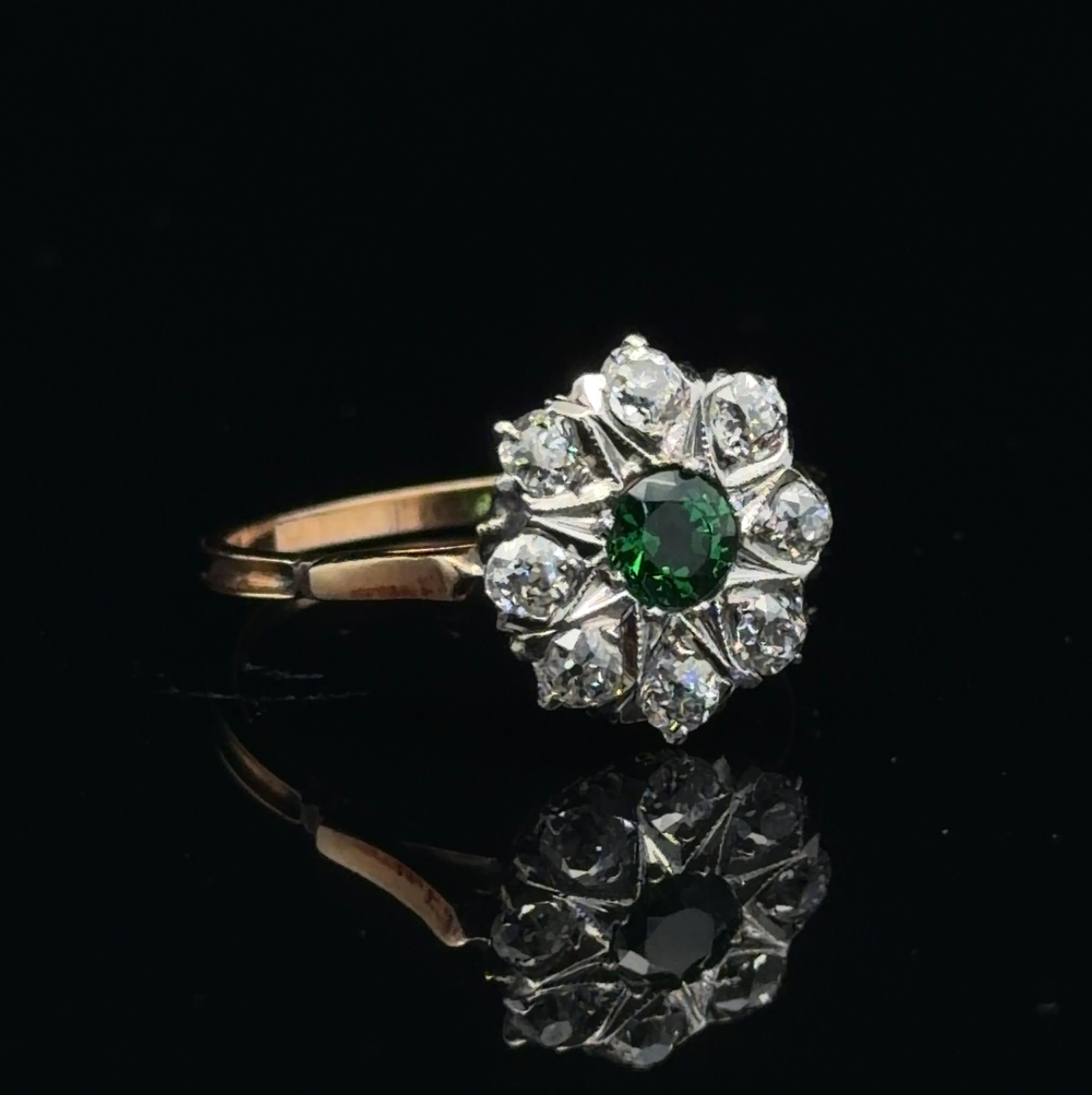 Natural Tsavorite and Diamond Ring