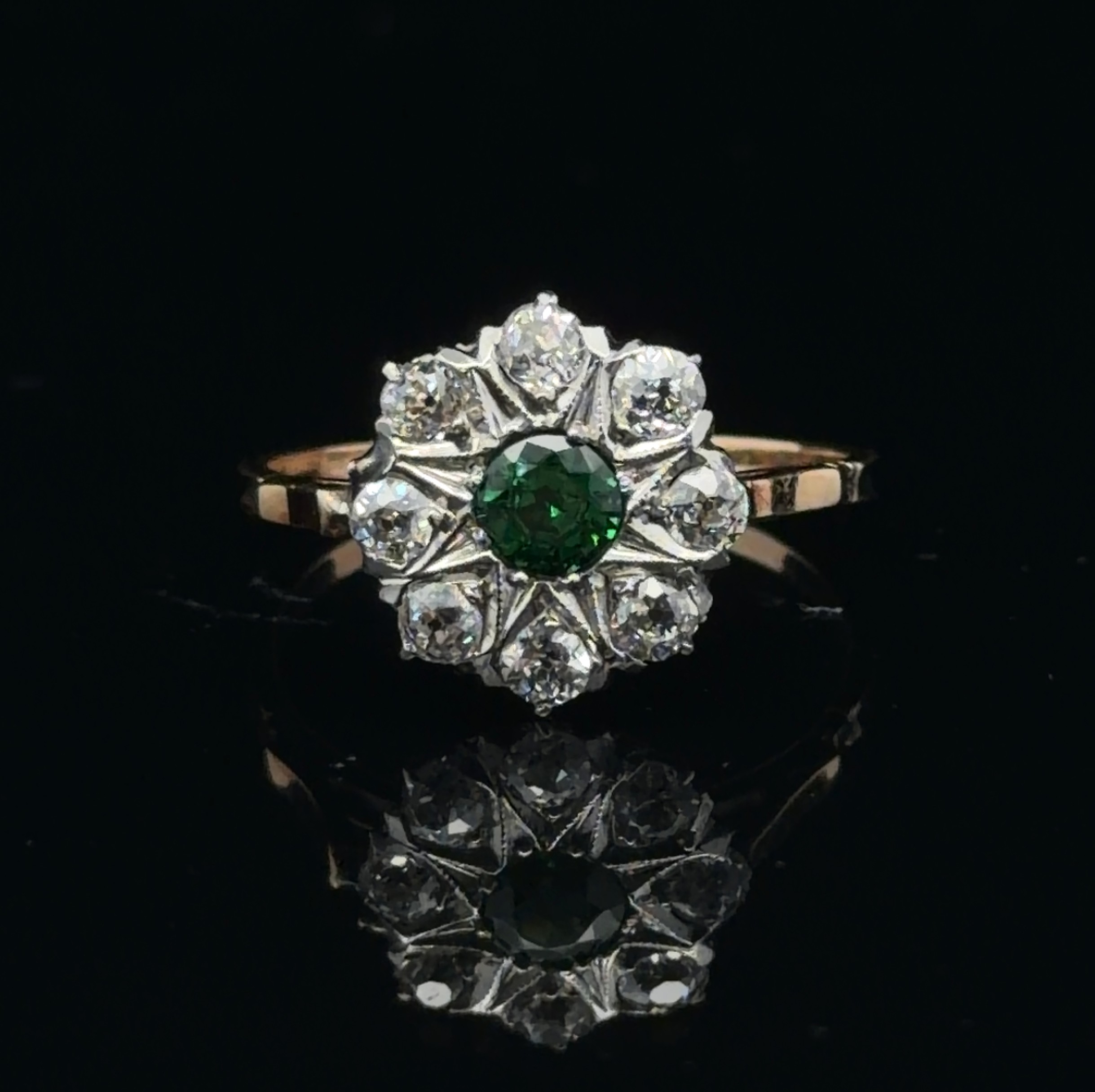 Natural Tsavorite and Diamond Ring