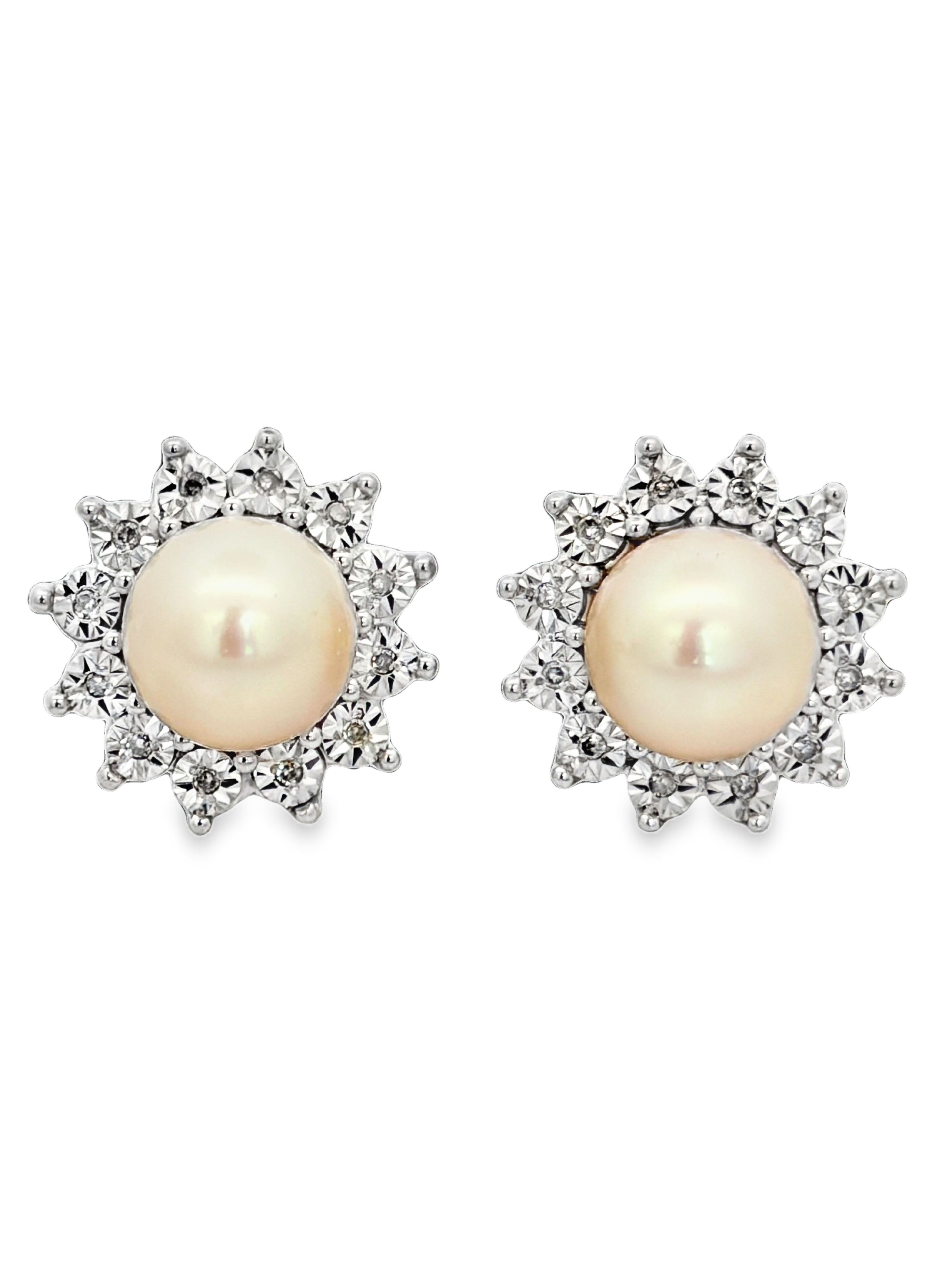 Pearl & Diamond Ring Necklace Earrings Set