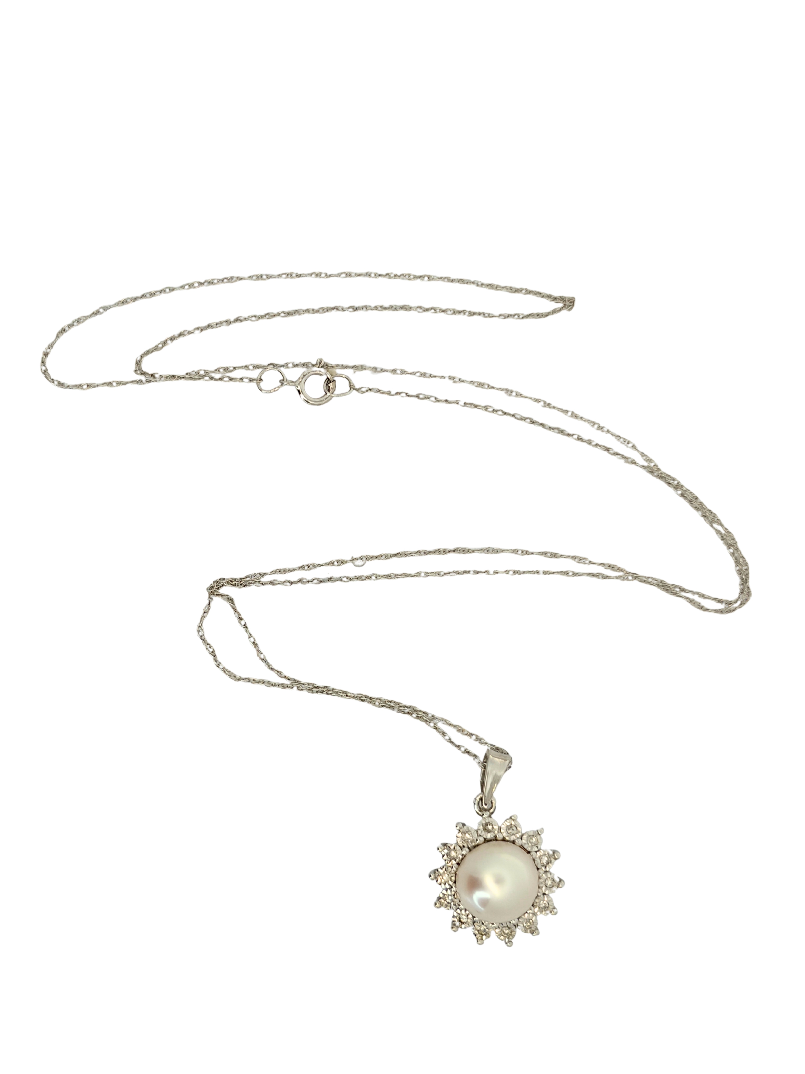 Pearl & Diamond Ring Necklace Earrings Set