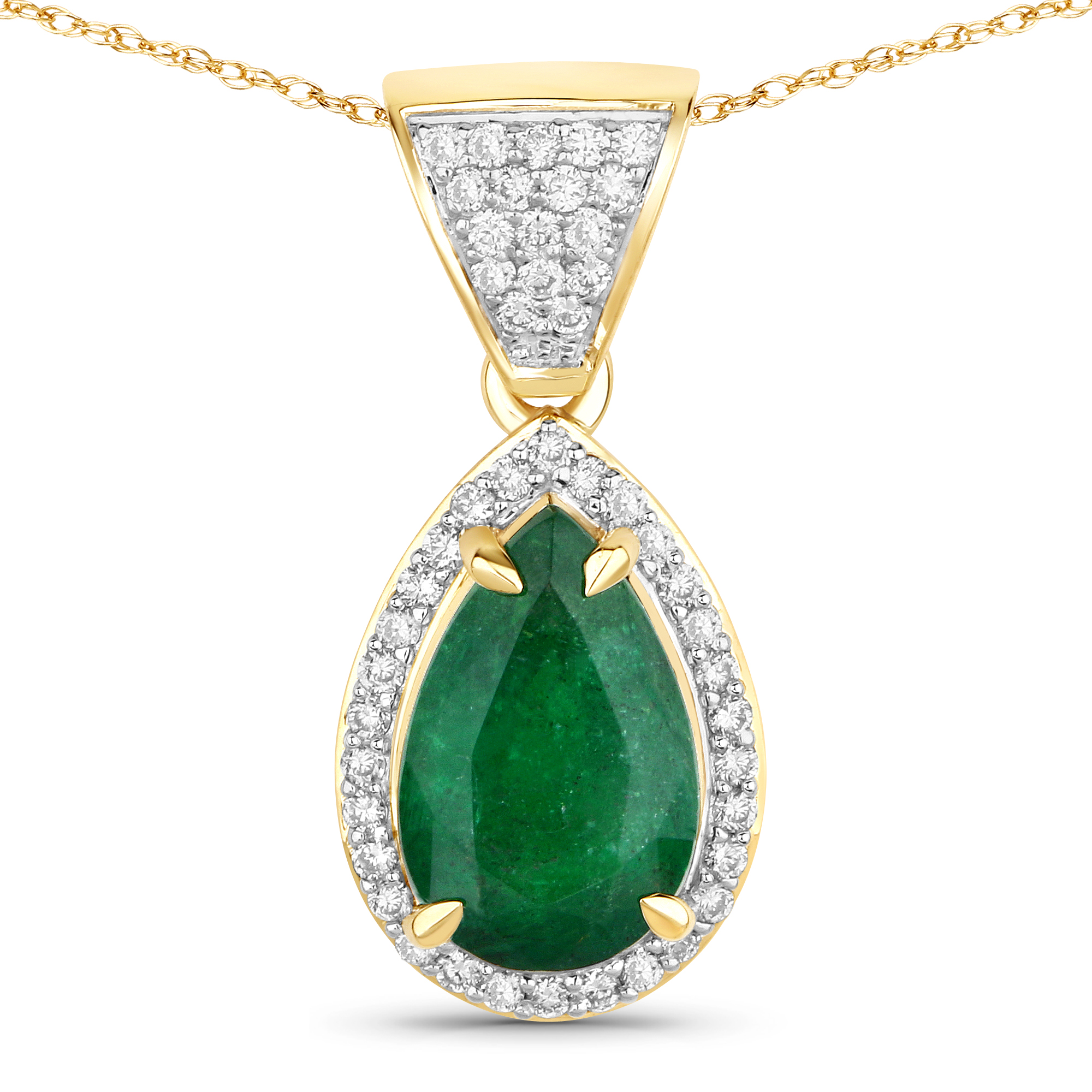 IGI 2.38 CT Zambian Emerald and Diamond Pendant