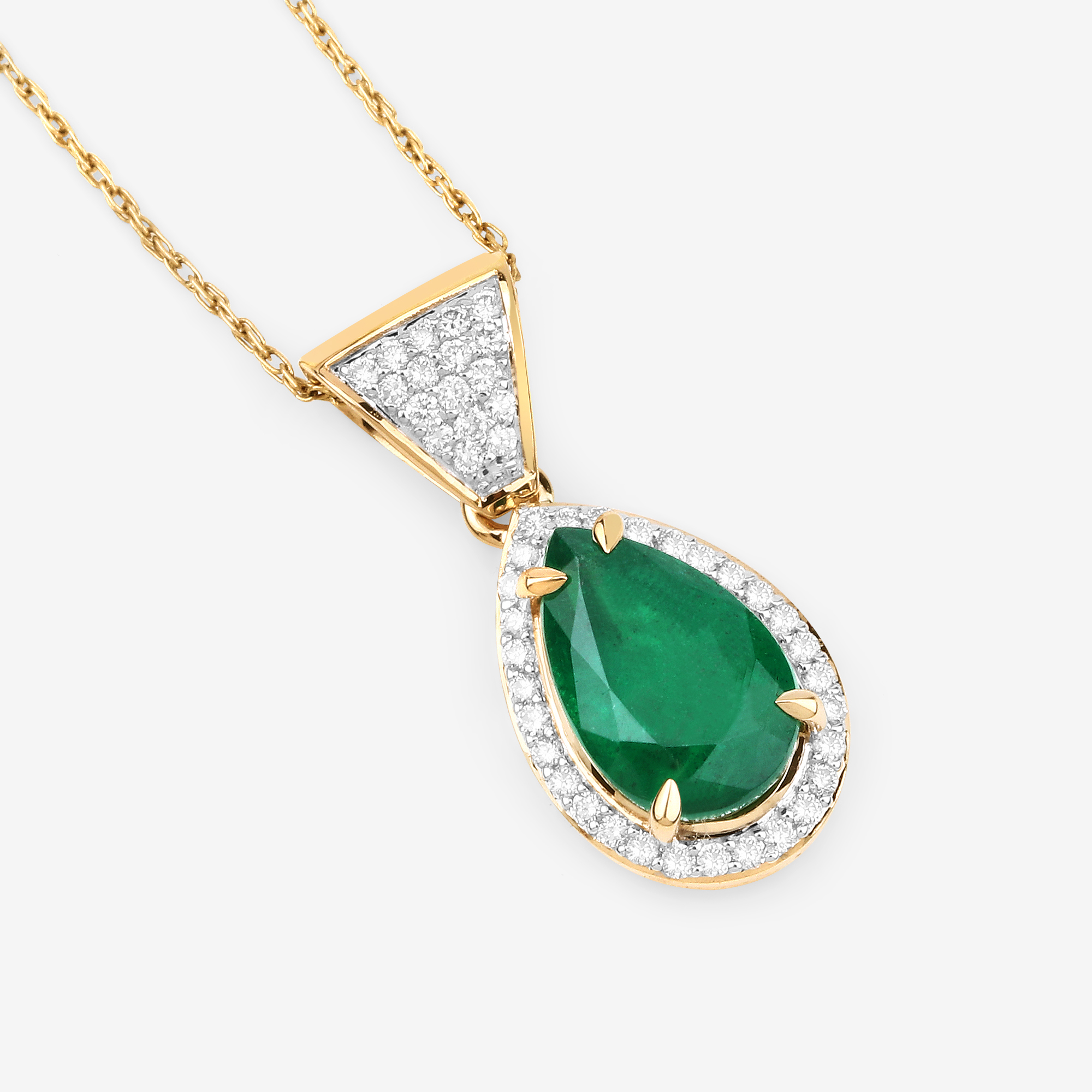 IGI 2.38 CT Zambian Emerald and Diamond Pendant