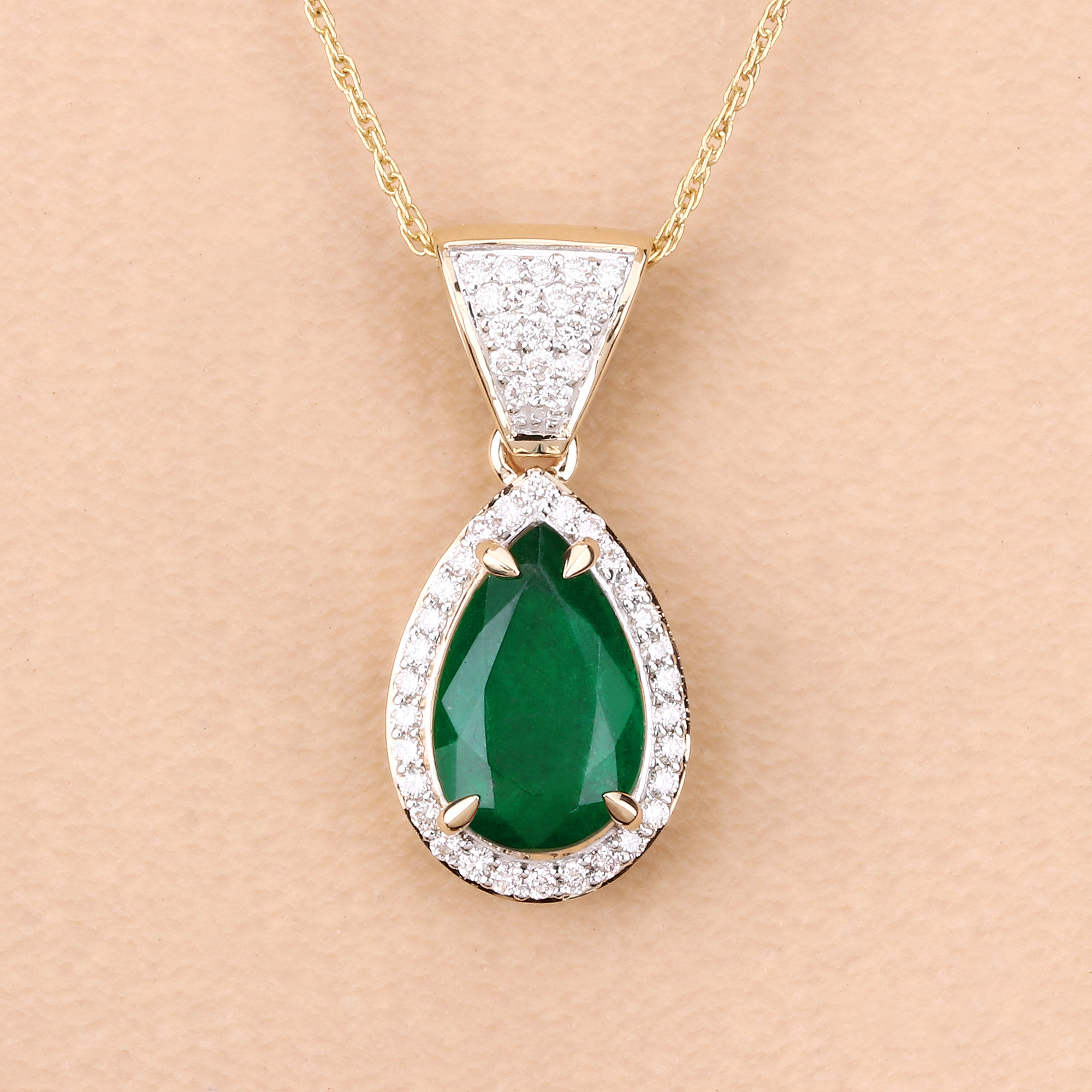 IGI 2.38 CT Zambian Emerald and Diamond Pendant
