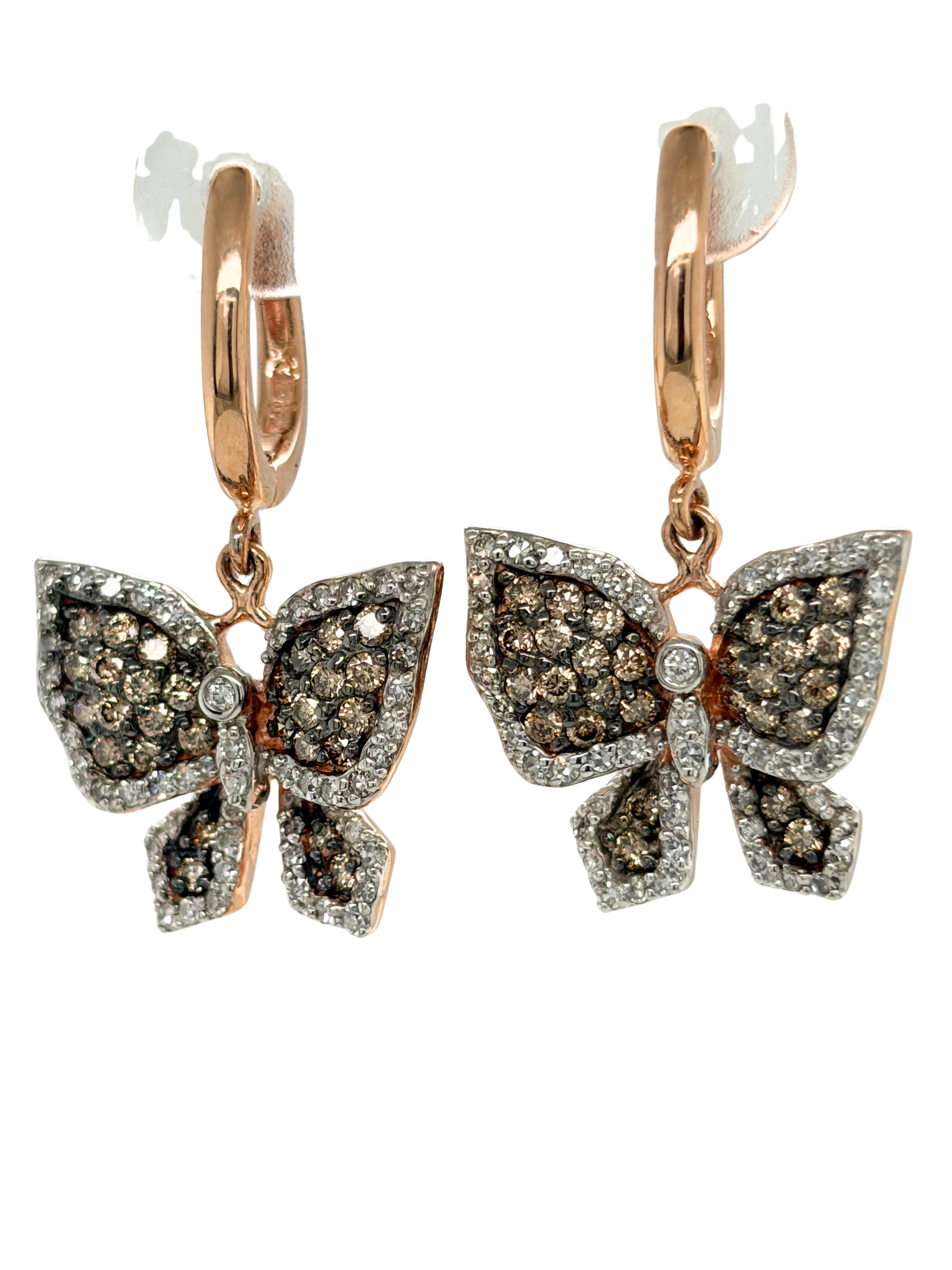 EFFY Brown & White Diamond Butterfly Earrings