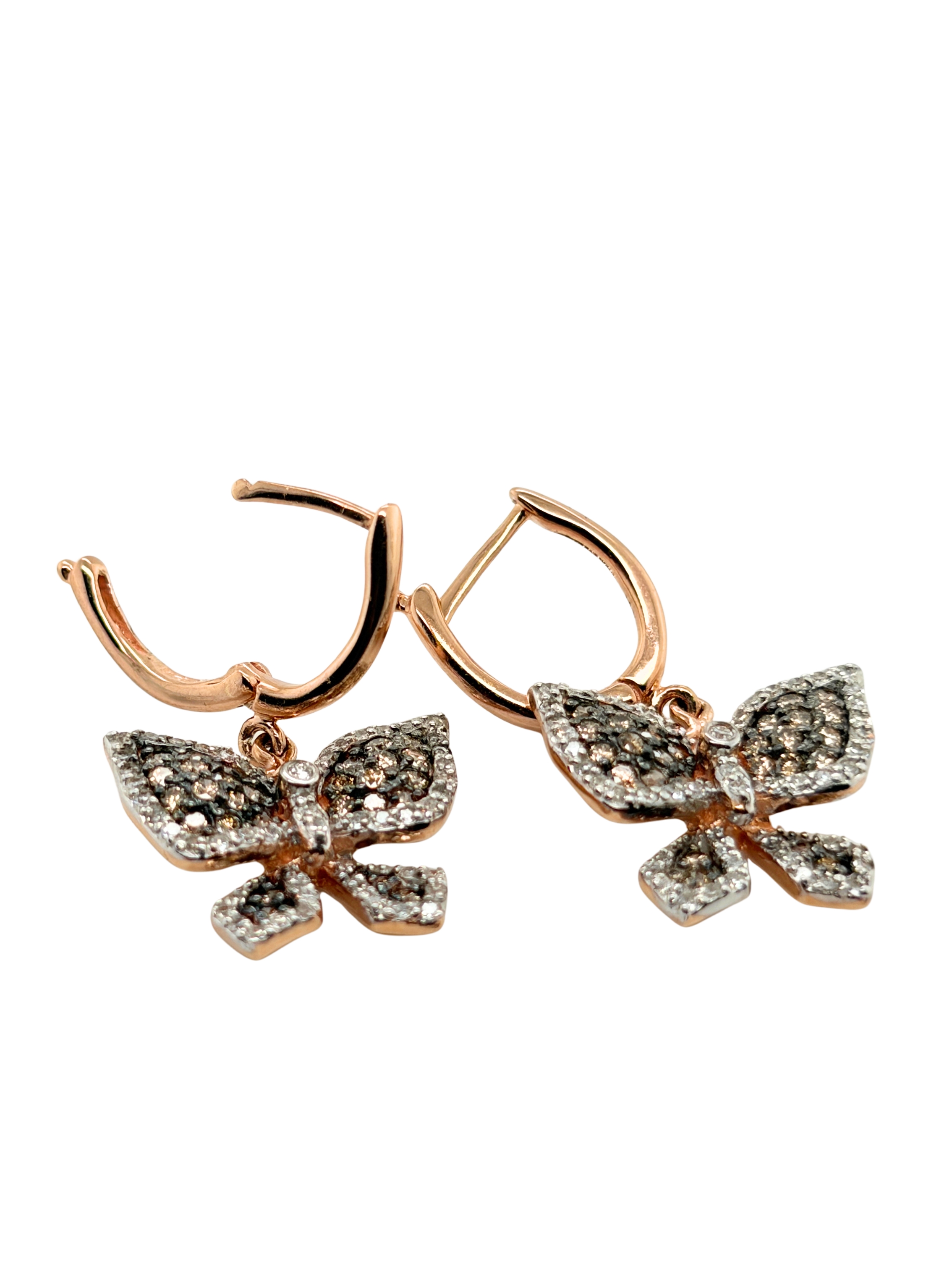 EFFY Brown & White Diamond Butterfly Earrings