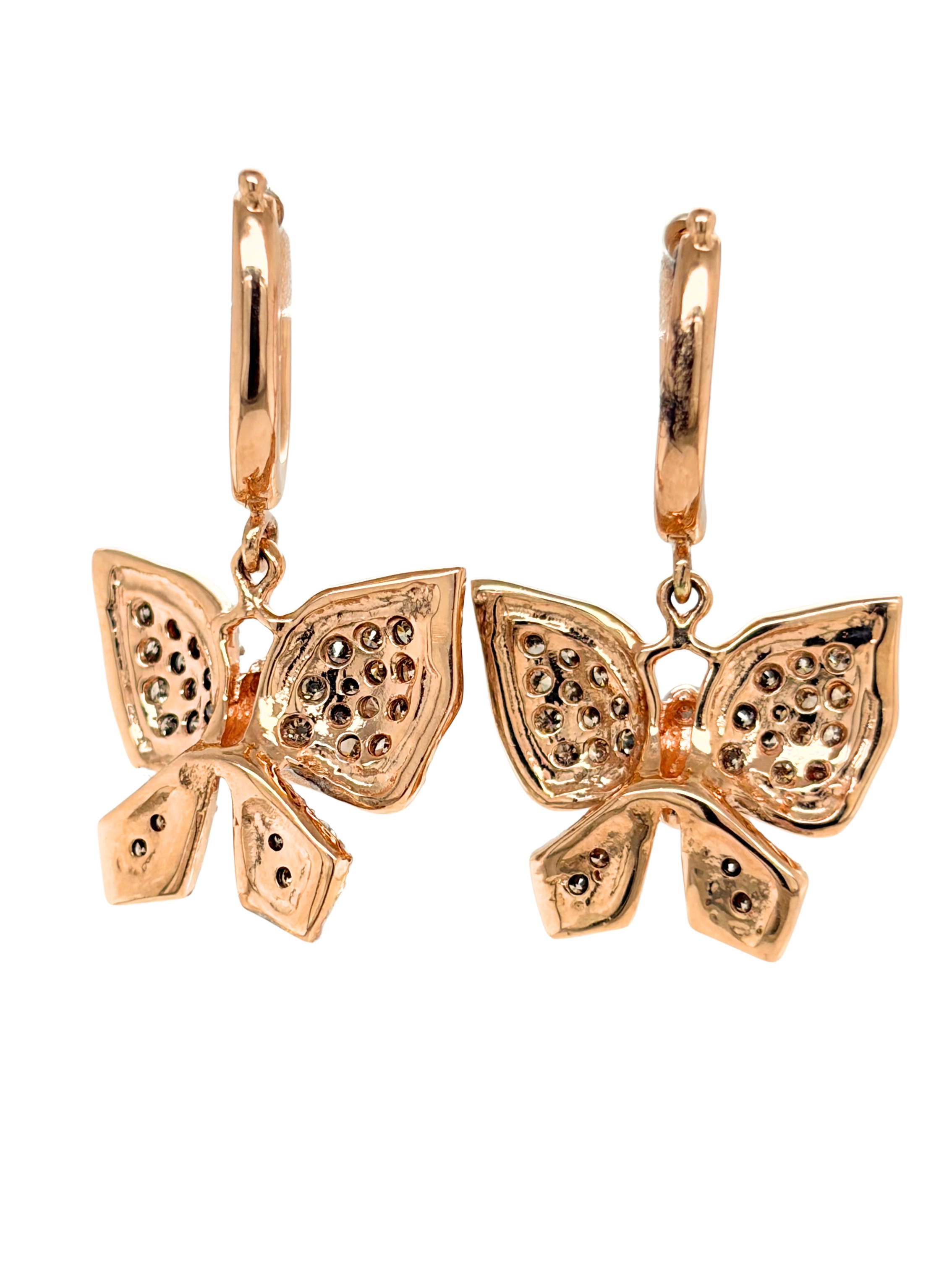 EFFY Brown & White Diamond Butterfly Earrings