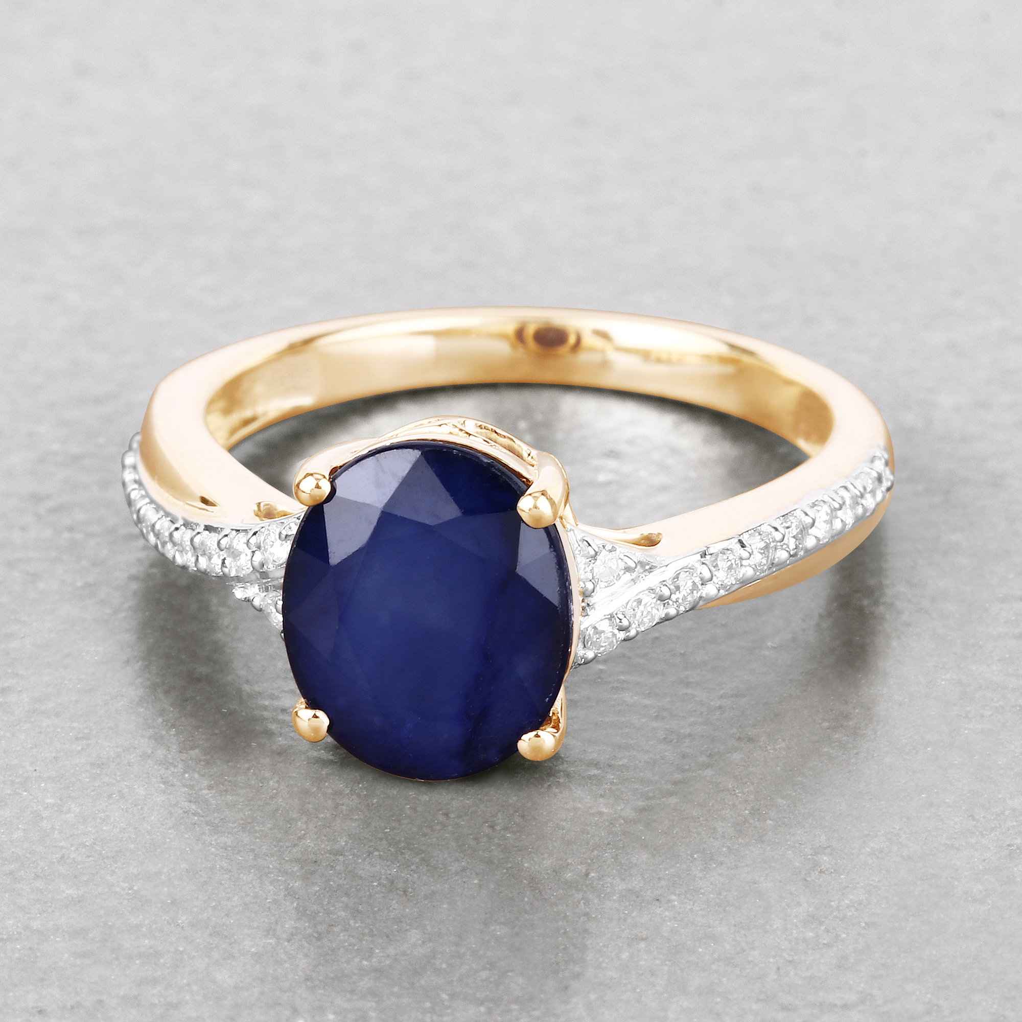 Blue Sapphire and Diamond Ring