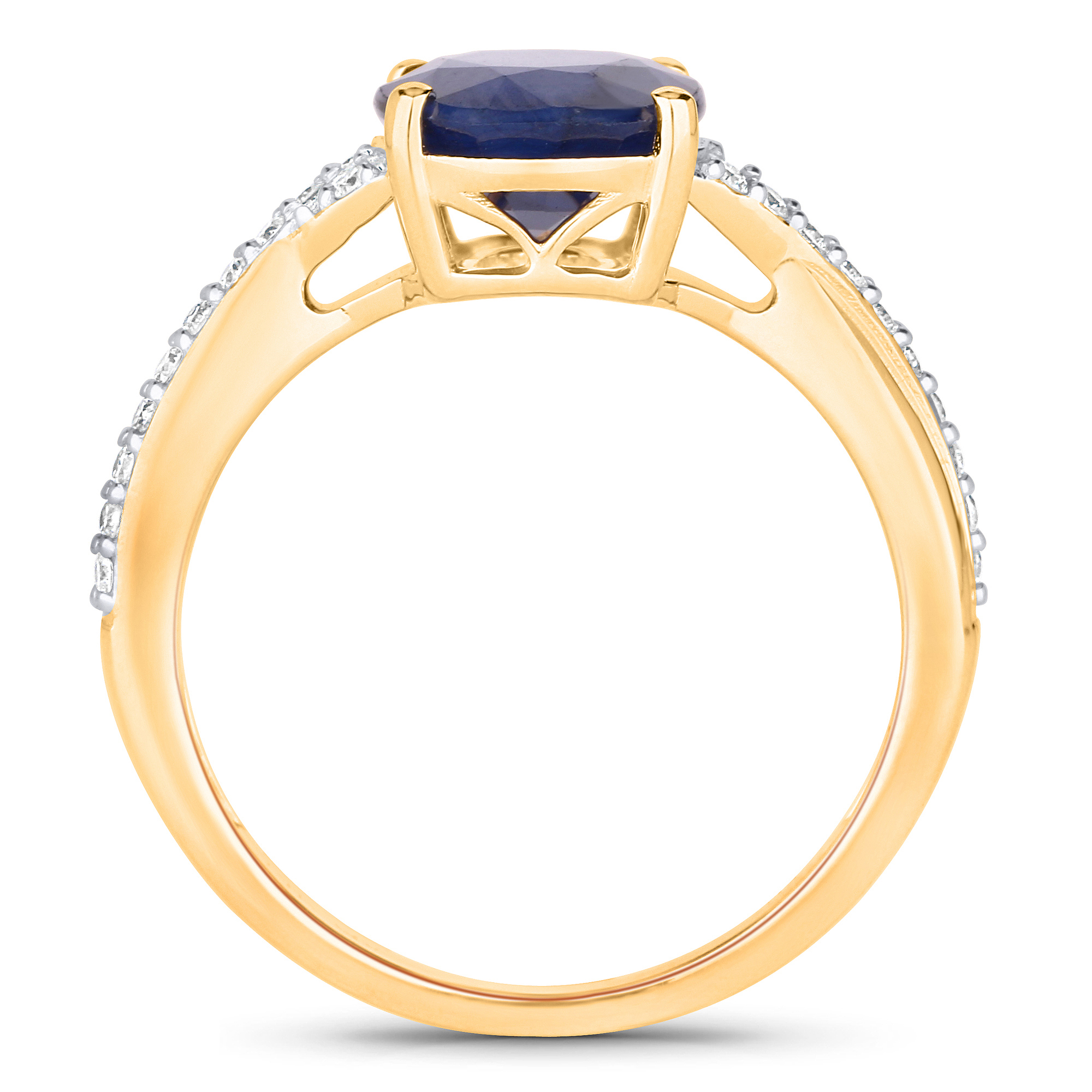 Blue Sapphire and Diamond Ring