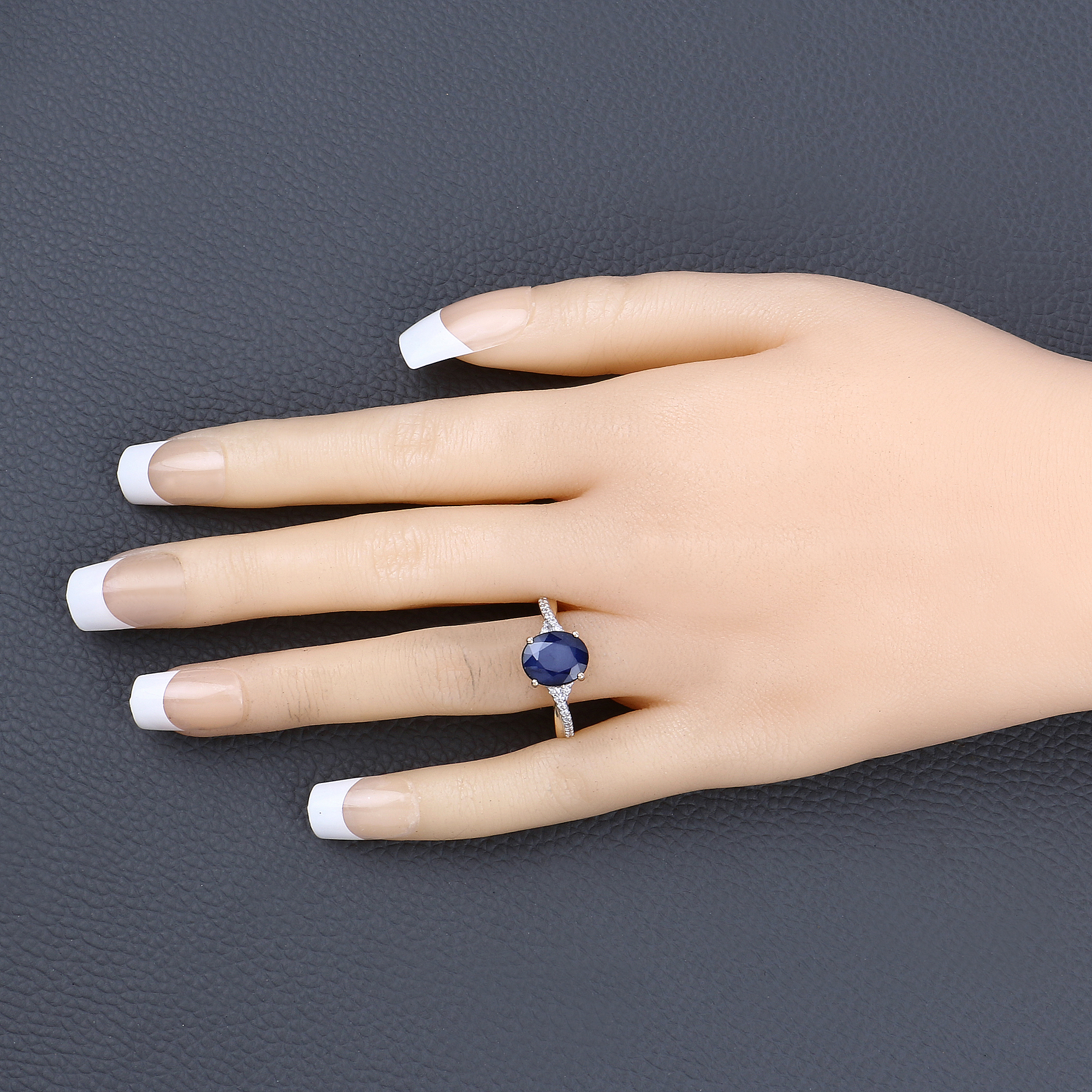 Blue Sapphire and Diamond Ring