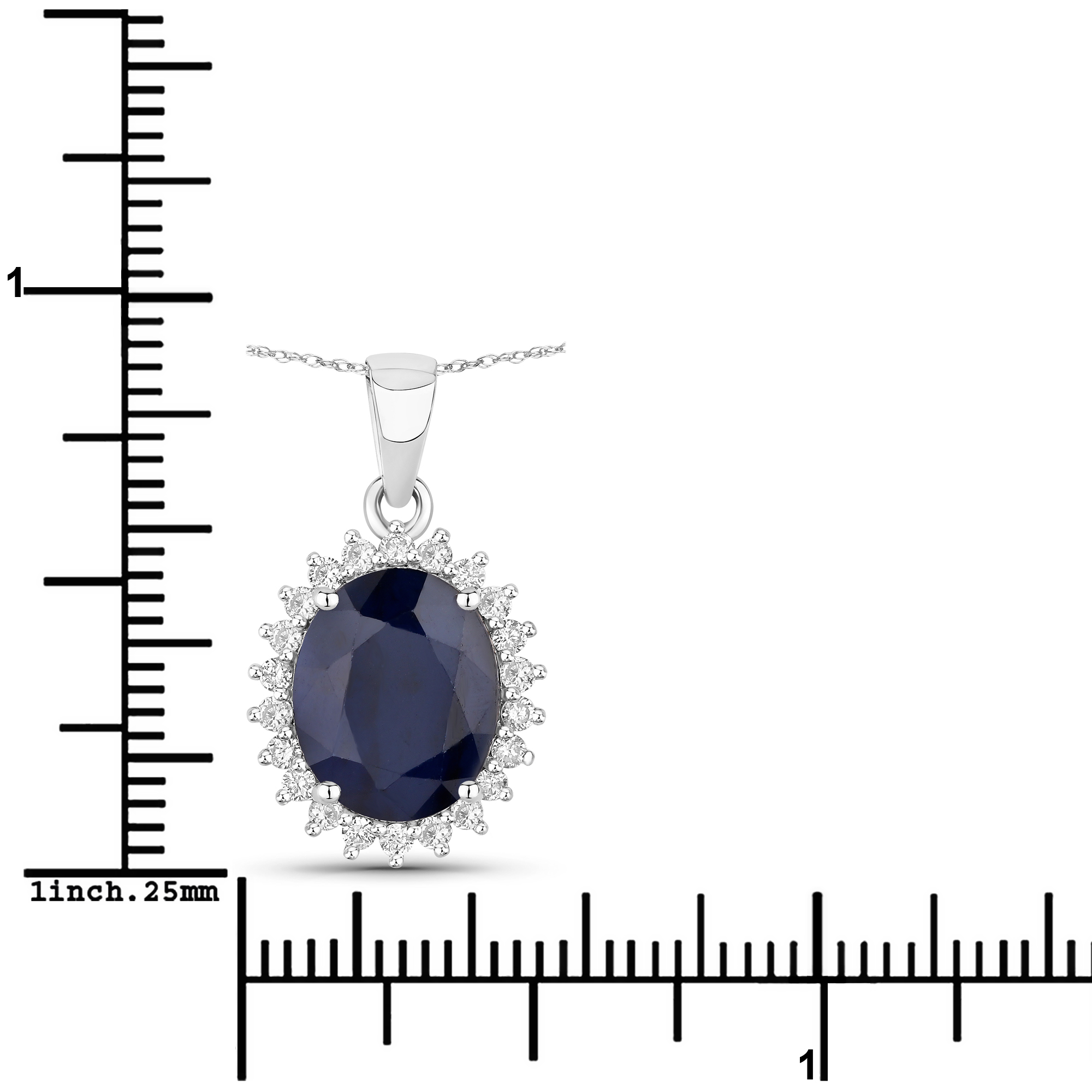Oval Blue Sapphire & Diamond Halo Pendant