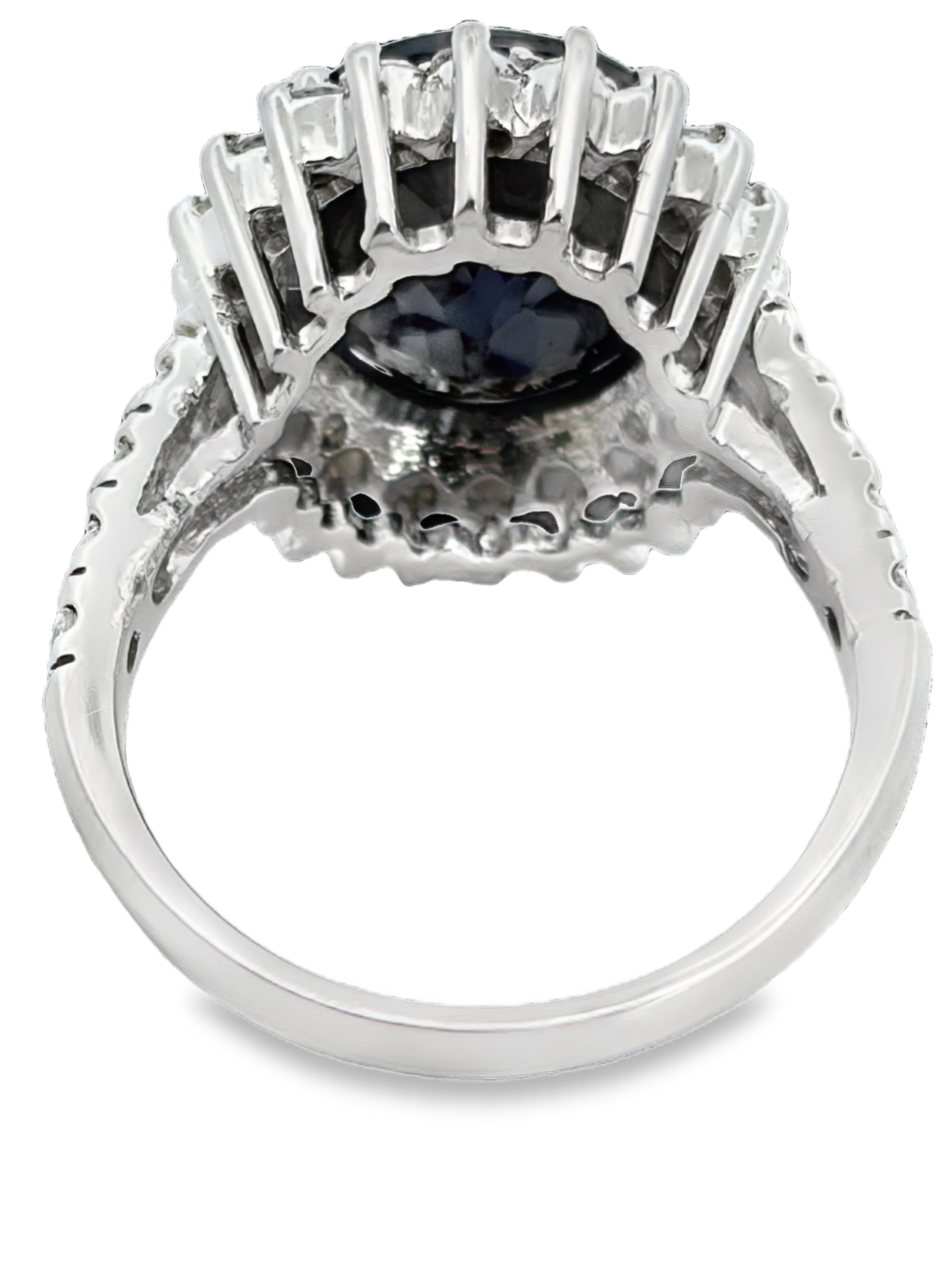 Blue Sapphire with Diamond Halo Ring