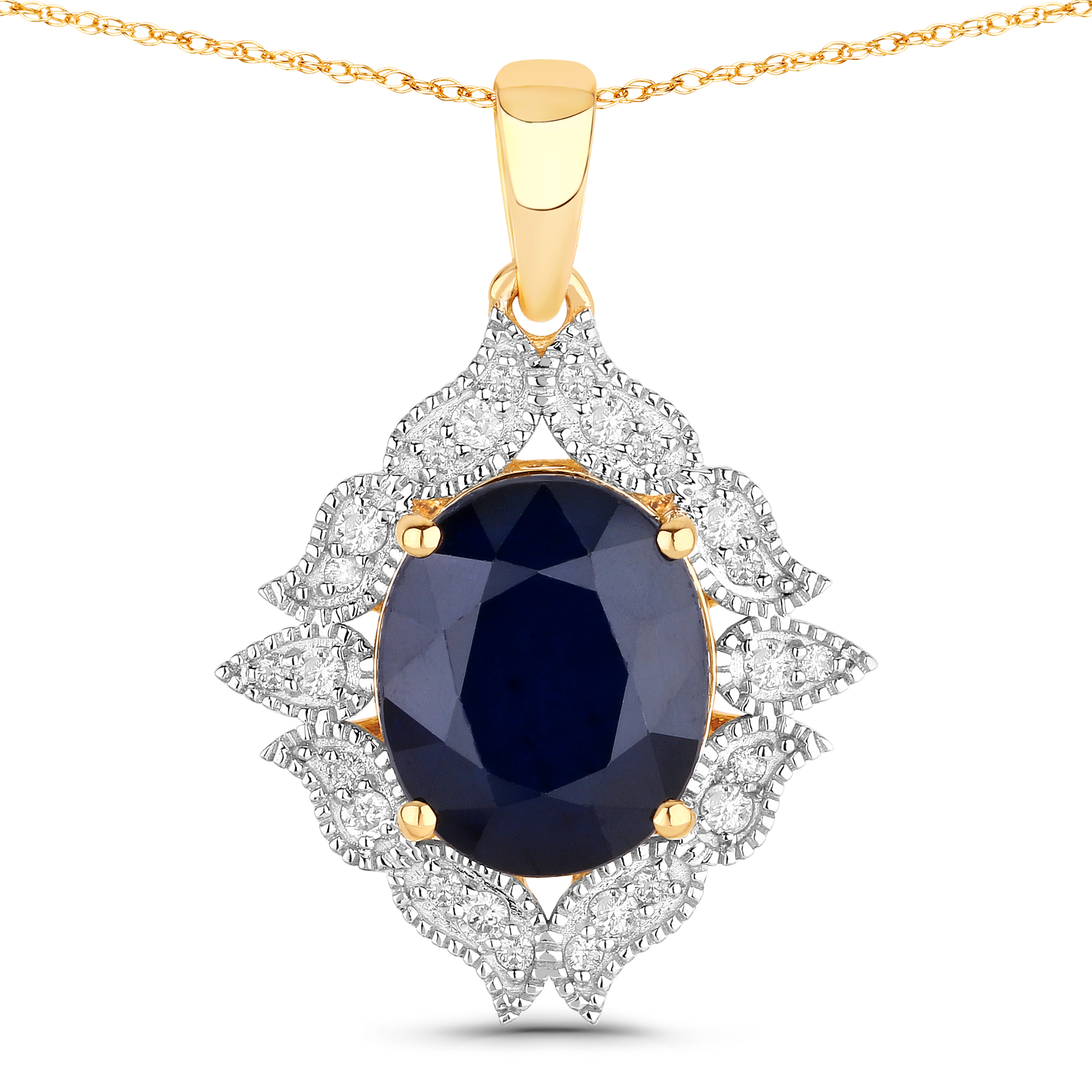 6.21 Carat Sapphire and Diamond Pendant