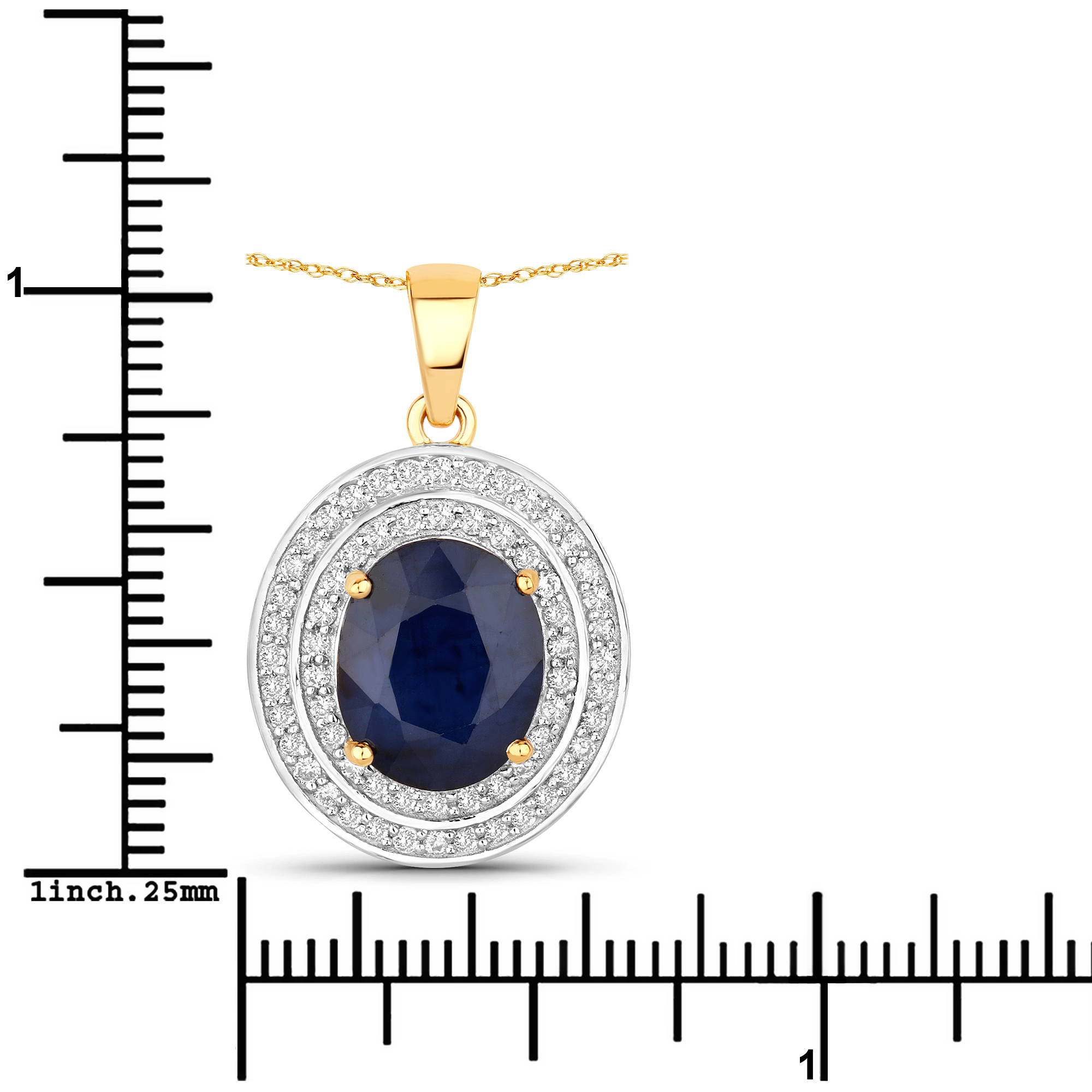 4.82Ct Blue Sapphire Double Halo Diamond Pendant