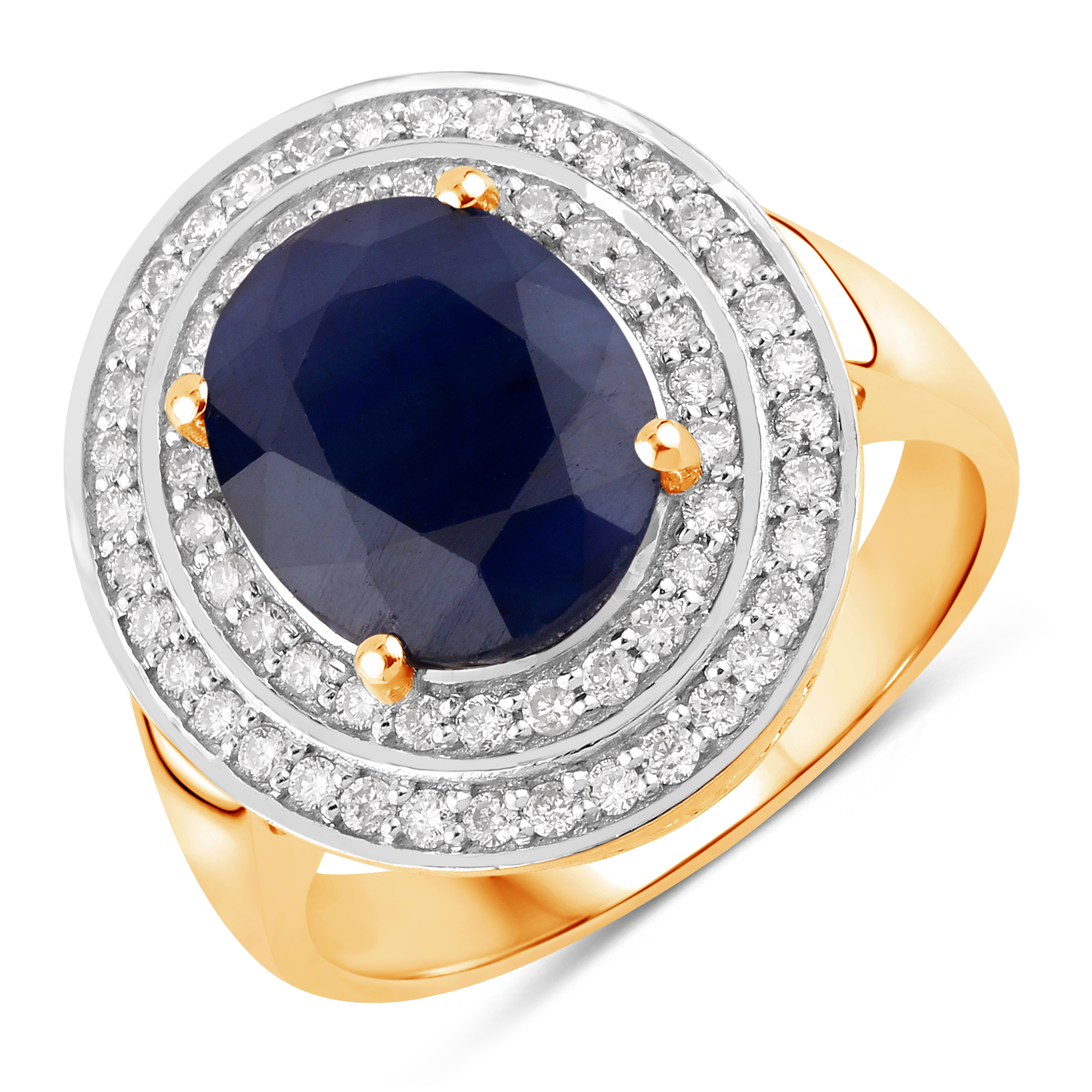 Blue Sapphire and Diamond Ring