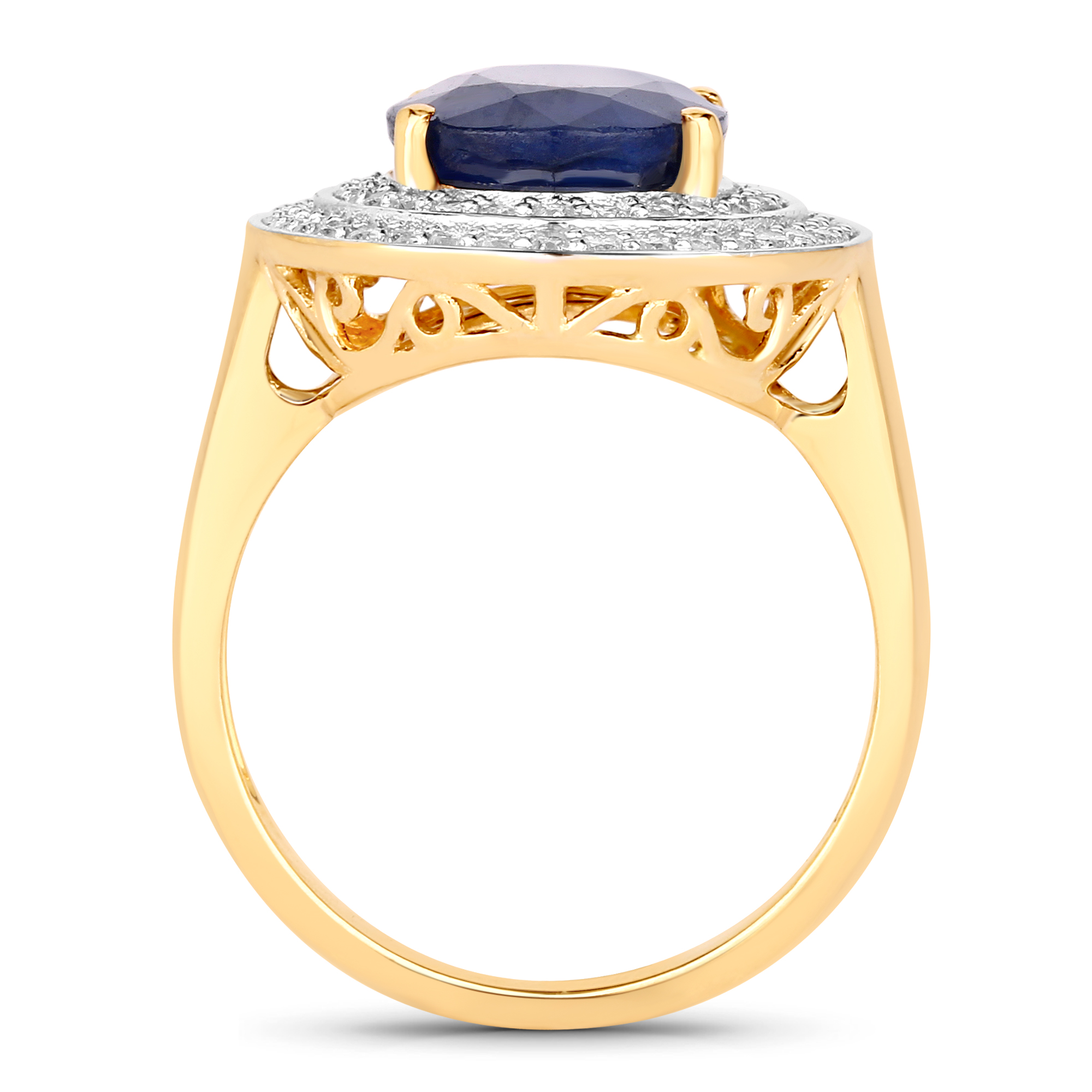 Blue Sapphire and Diamond Ring