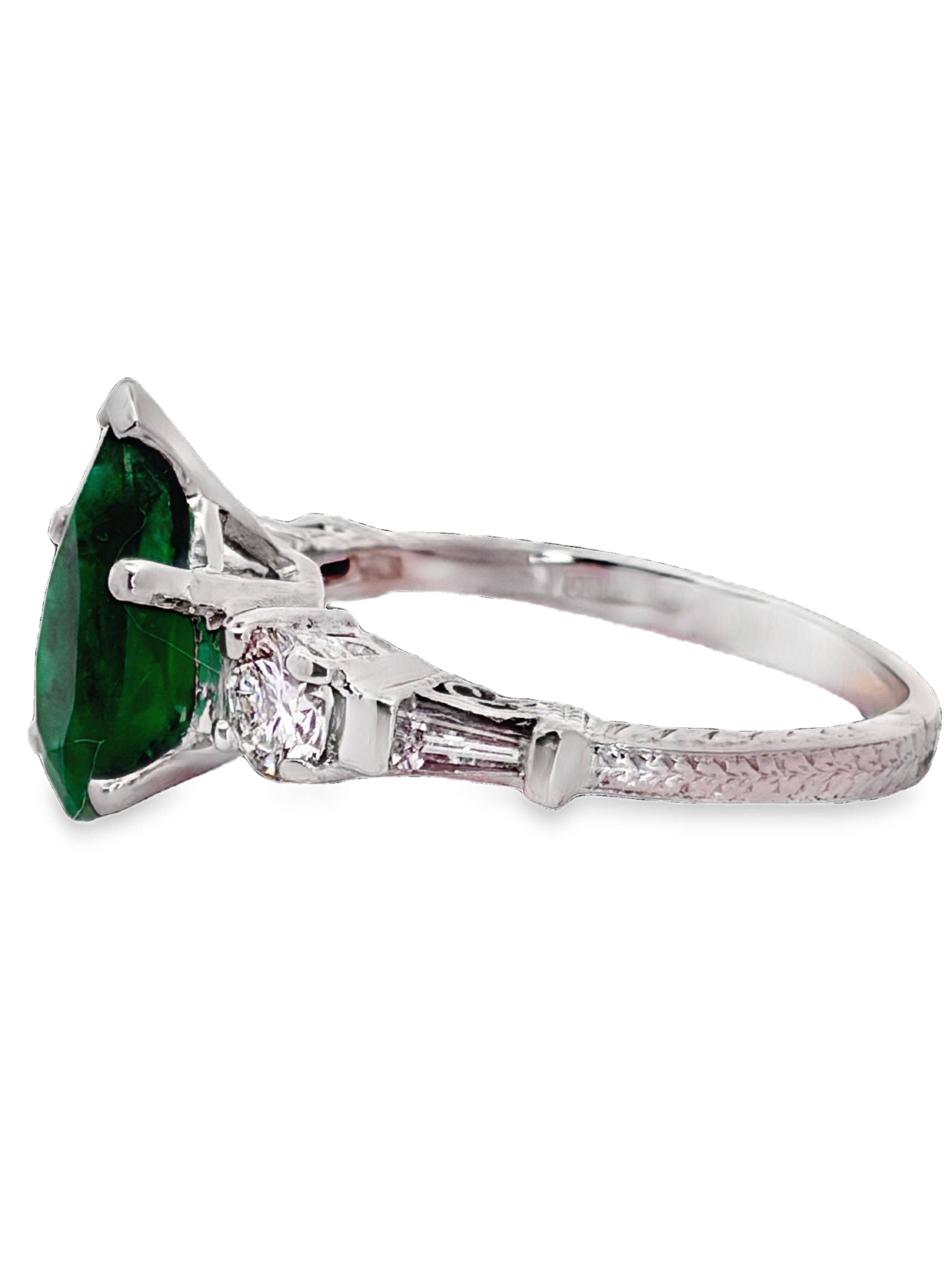 GIA Certified 1.90 Ct Emerald & Diamond Ring