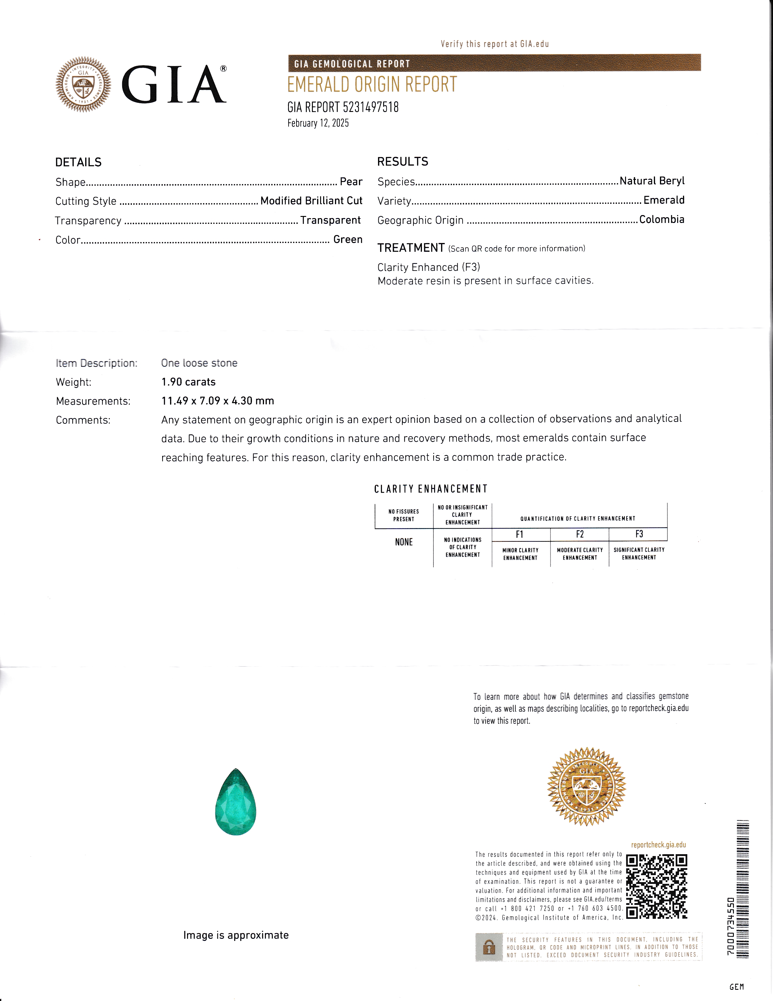 GIA Certified 1.90 Ct Emerald & Diamond Ring