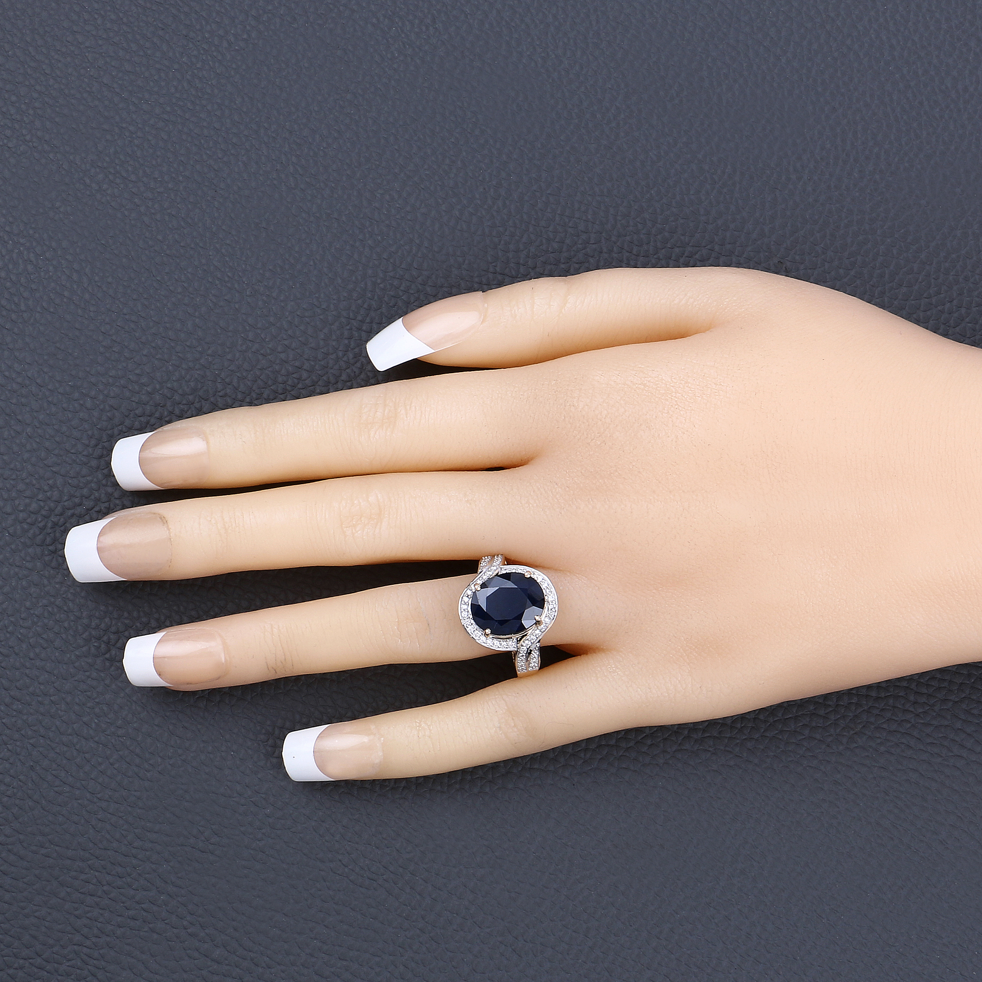 Blue Sapphire and Diamond Ring