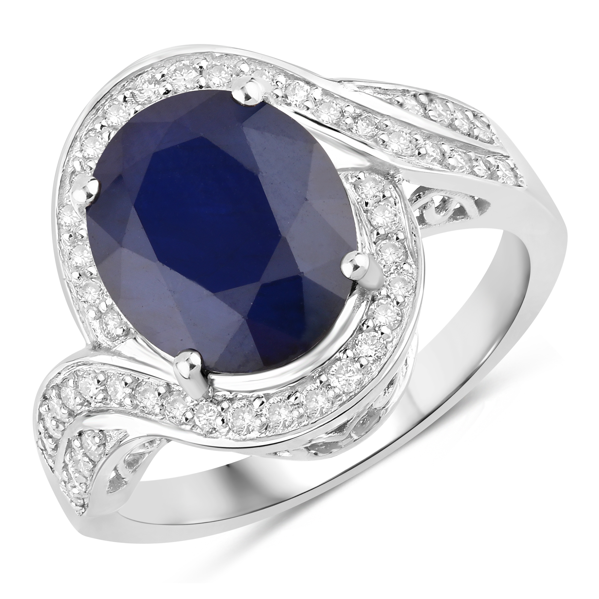 4.32 Carat Blue Sapphire and Diamond Ring