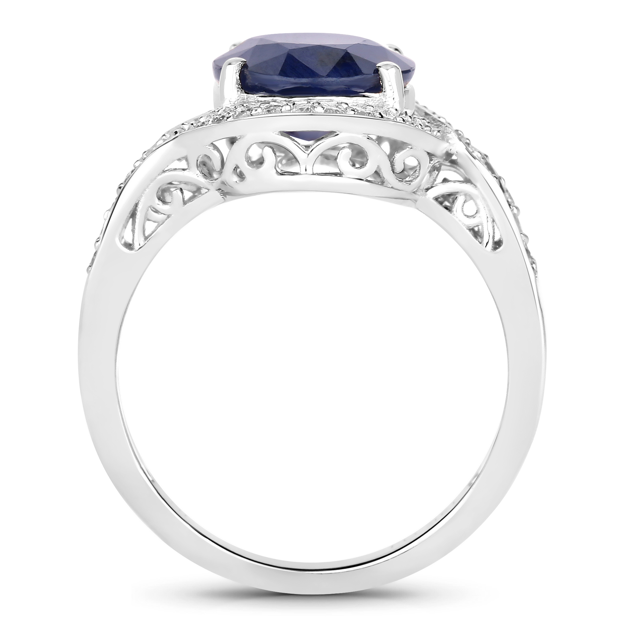 4.32 Carat Blue Sapphire and Diamond Ring
