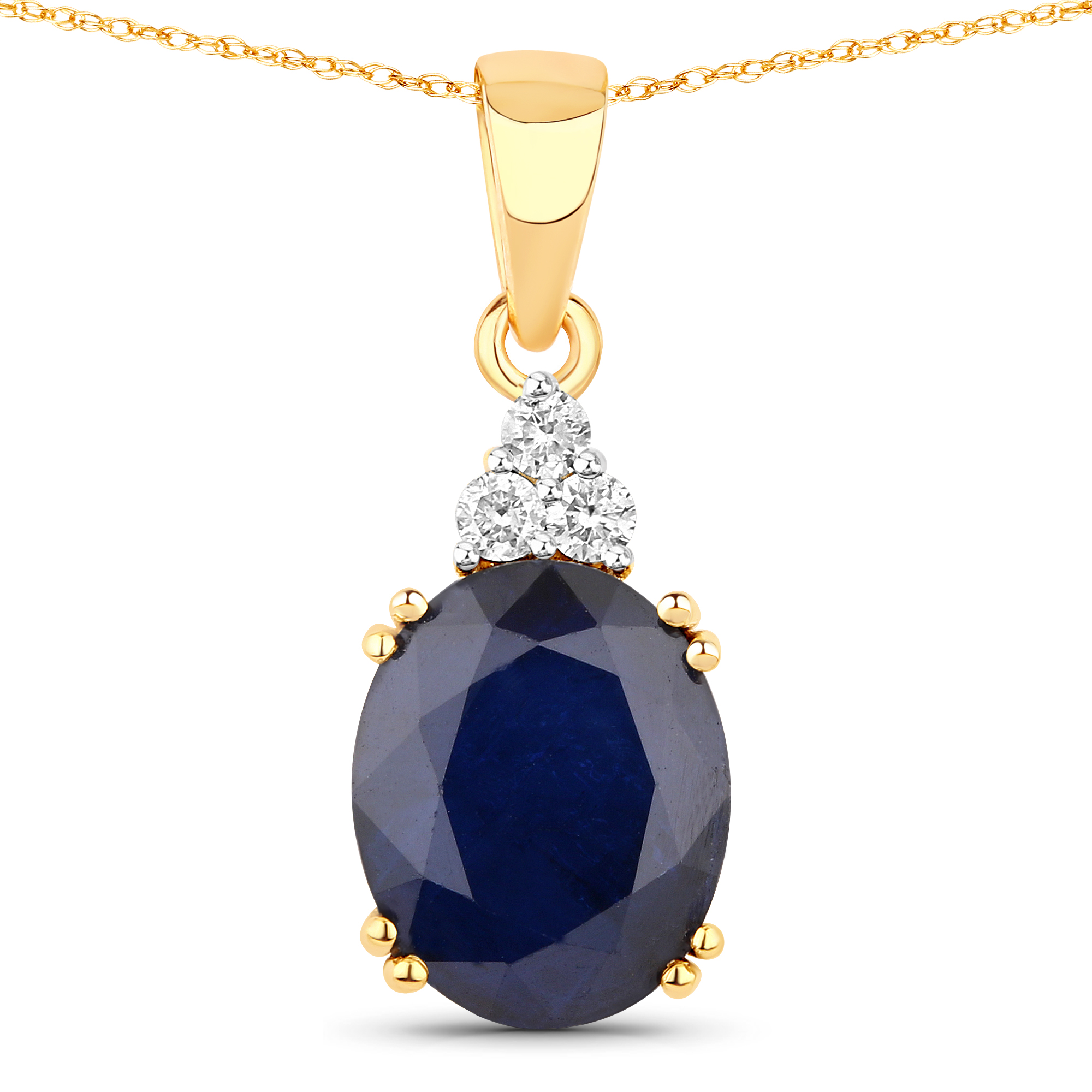 4.32 Carat Blue Sapphire Pendant with Diamond Accents