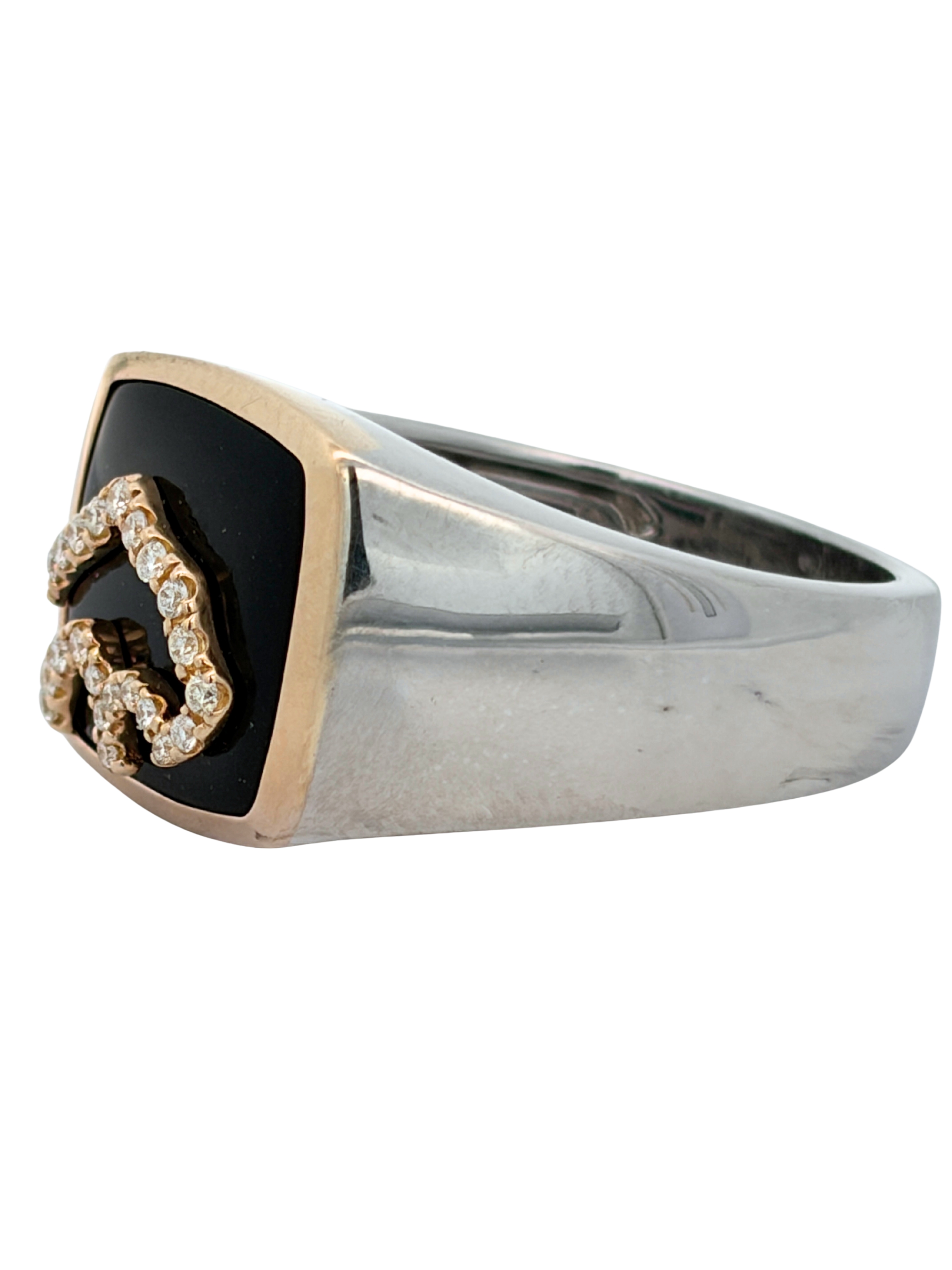 14K EFFY Panther Onyx Diamond Ring