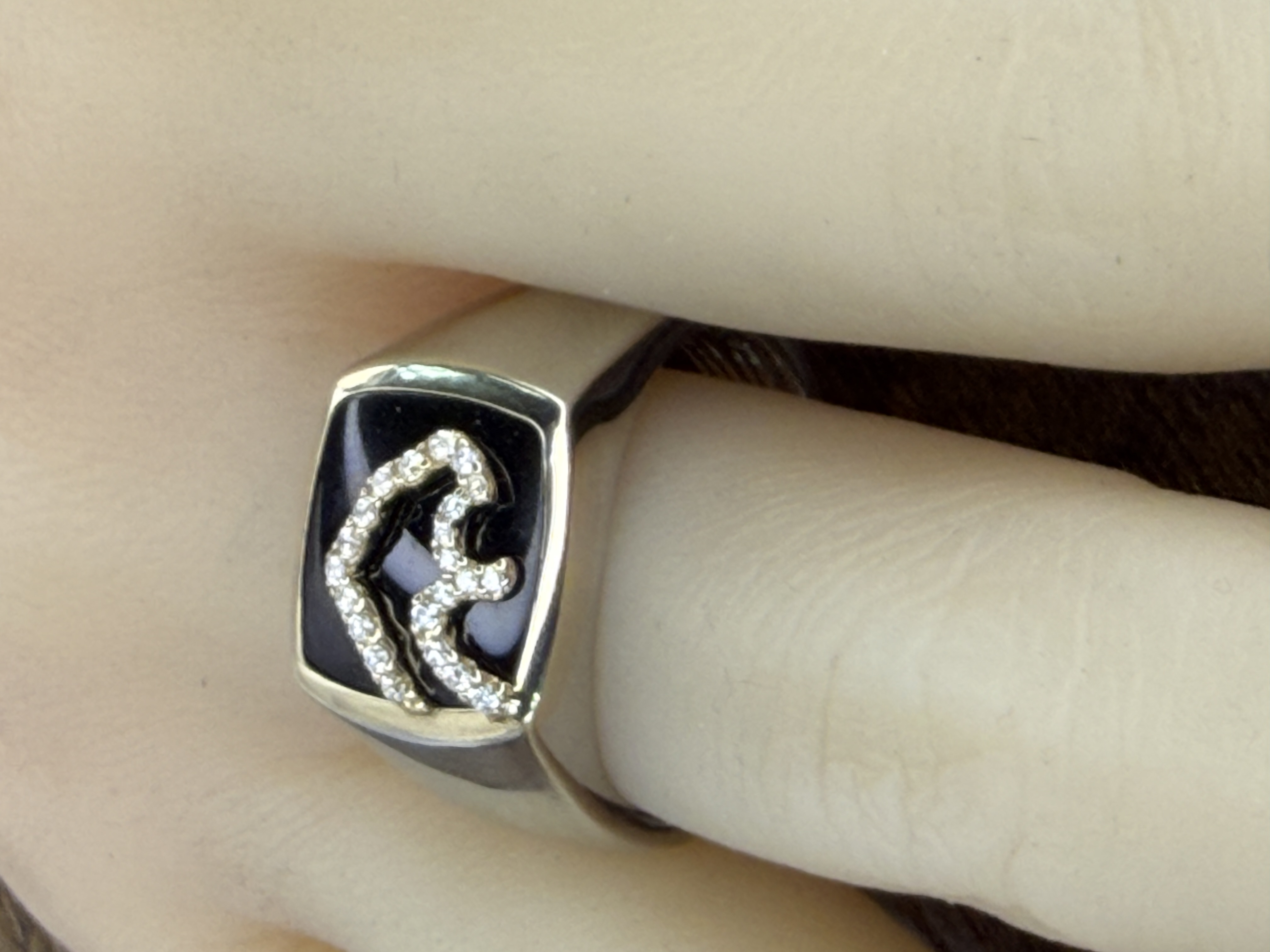 14K EFFY Panther Onyx Diamond Ring
