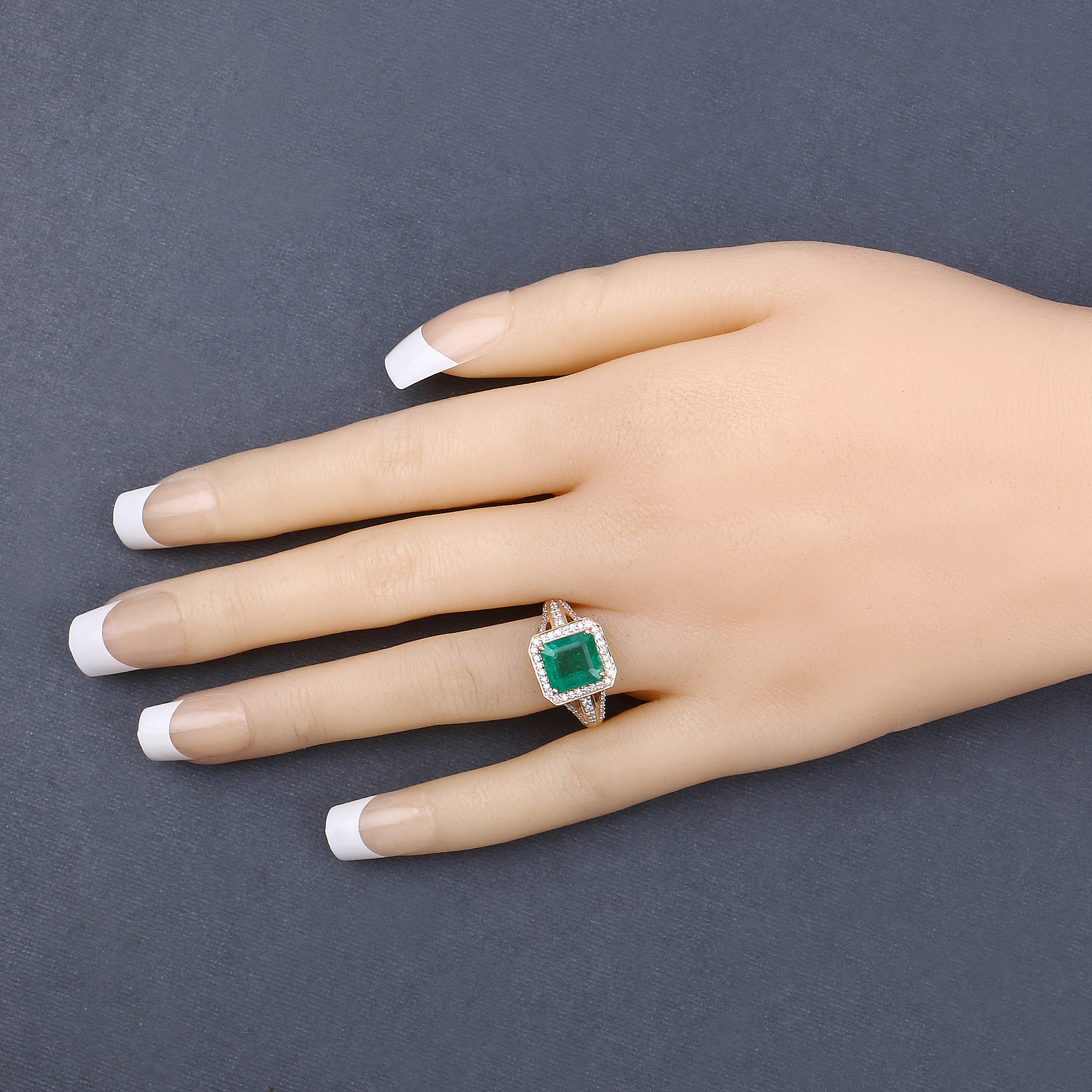 IGI Certified 2.28 CT Zambian Emerald and Diamond Ring