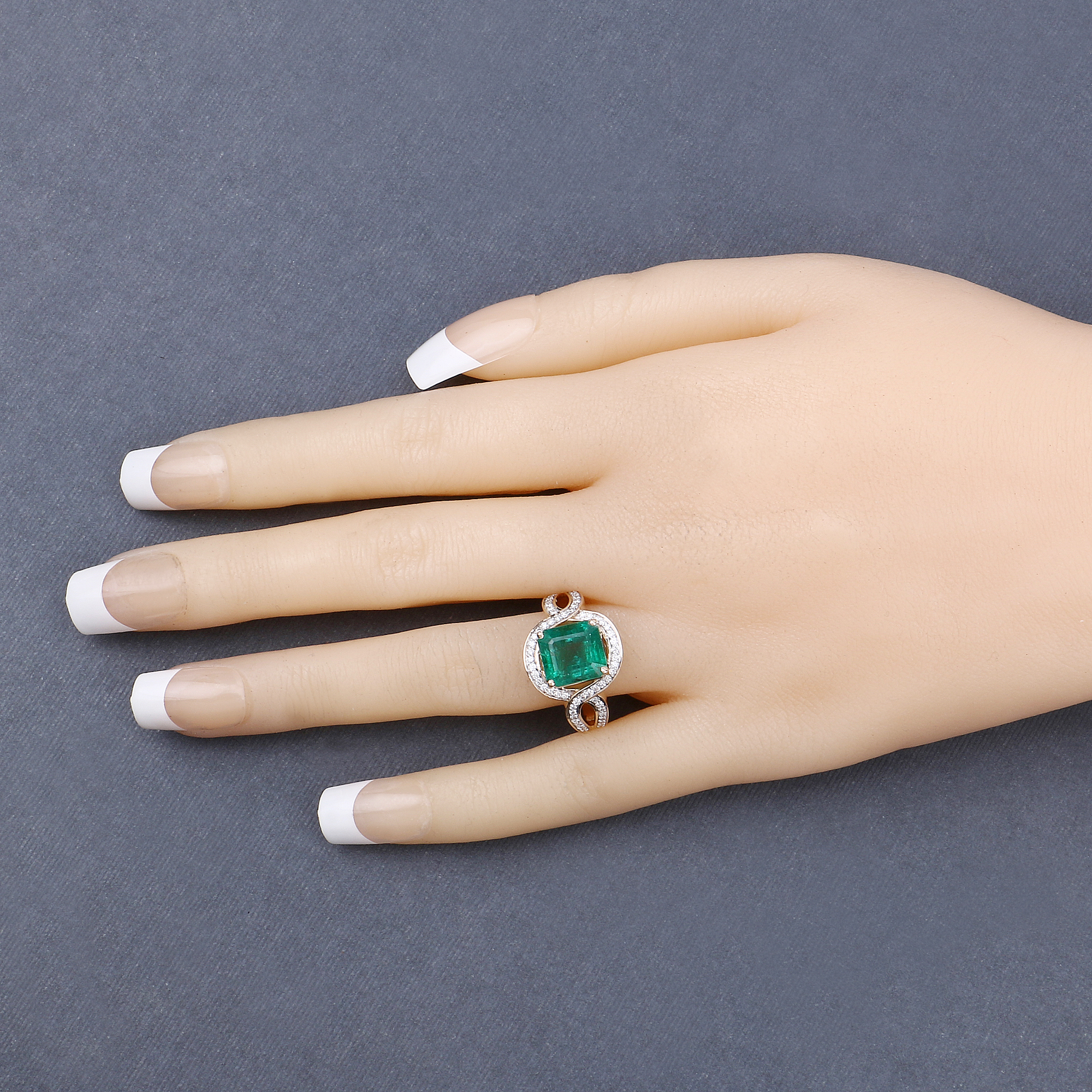 IGI Certified 3.42CT Zambian Emerald and Diamond Ring
