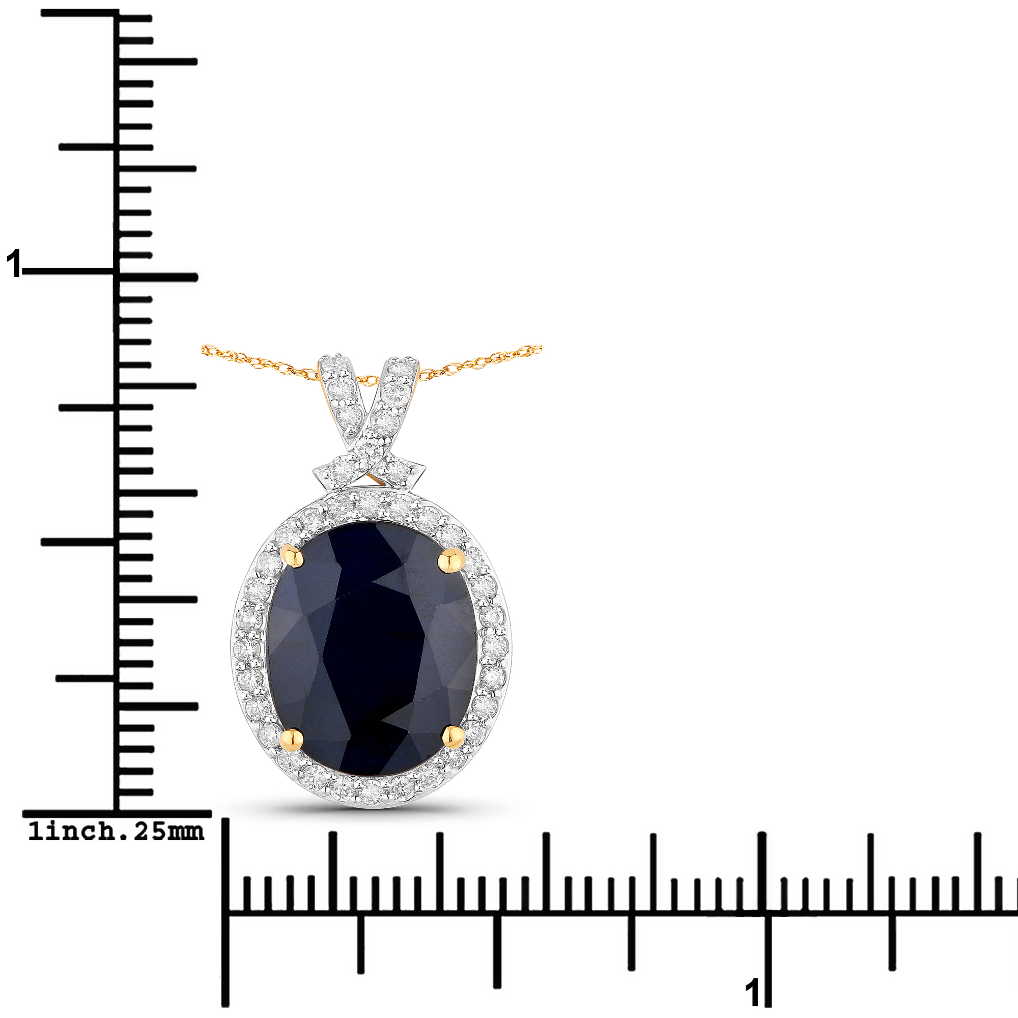 Blue Sapphire with Diamond Halo Pendant