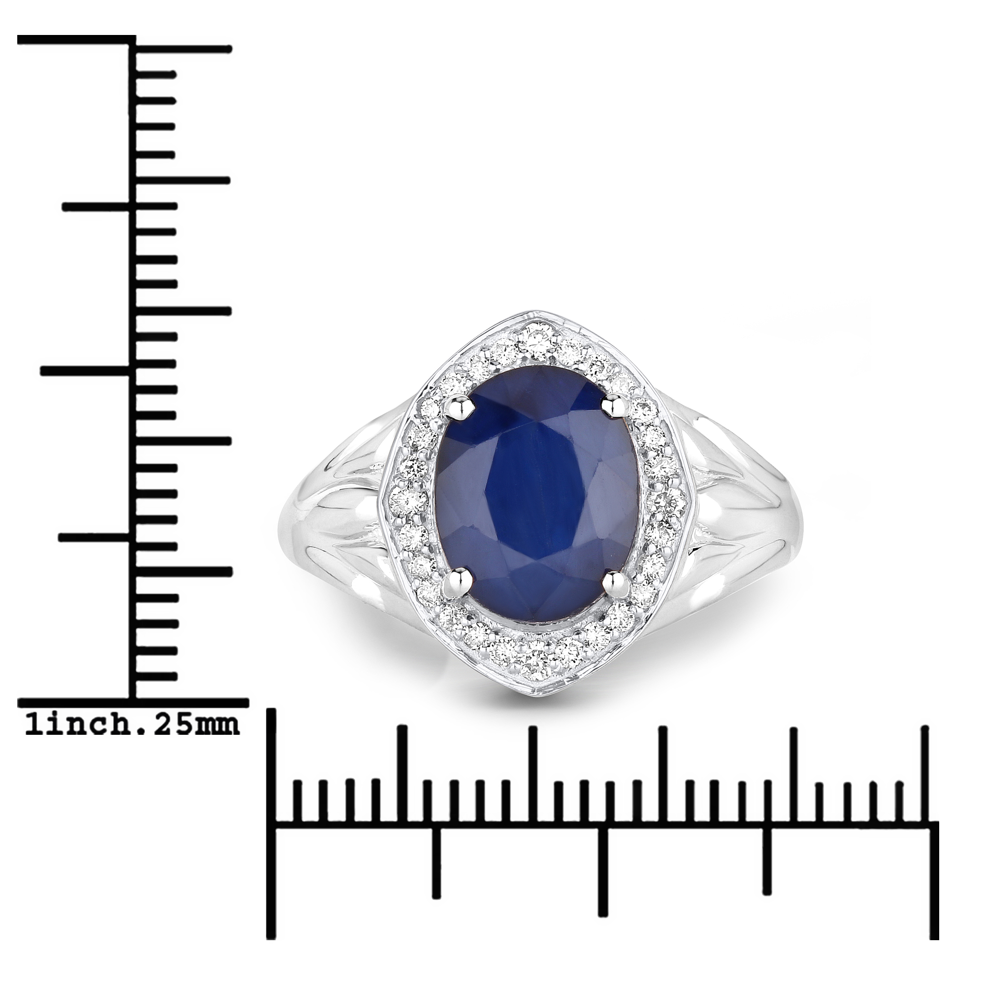 Natural Blue Sapphire and Diamond Ring