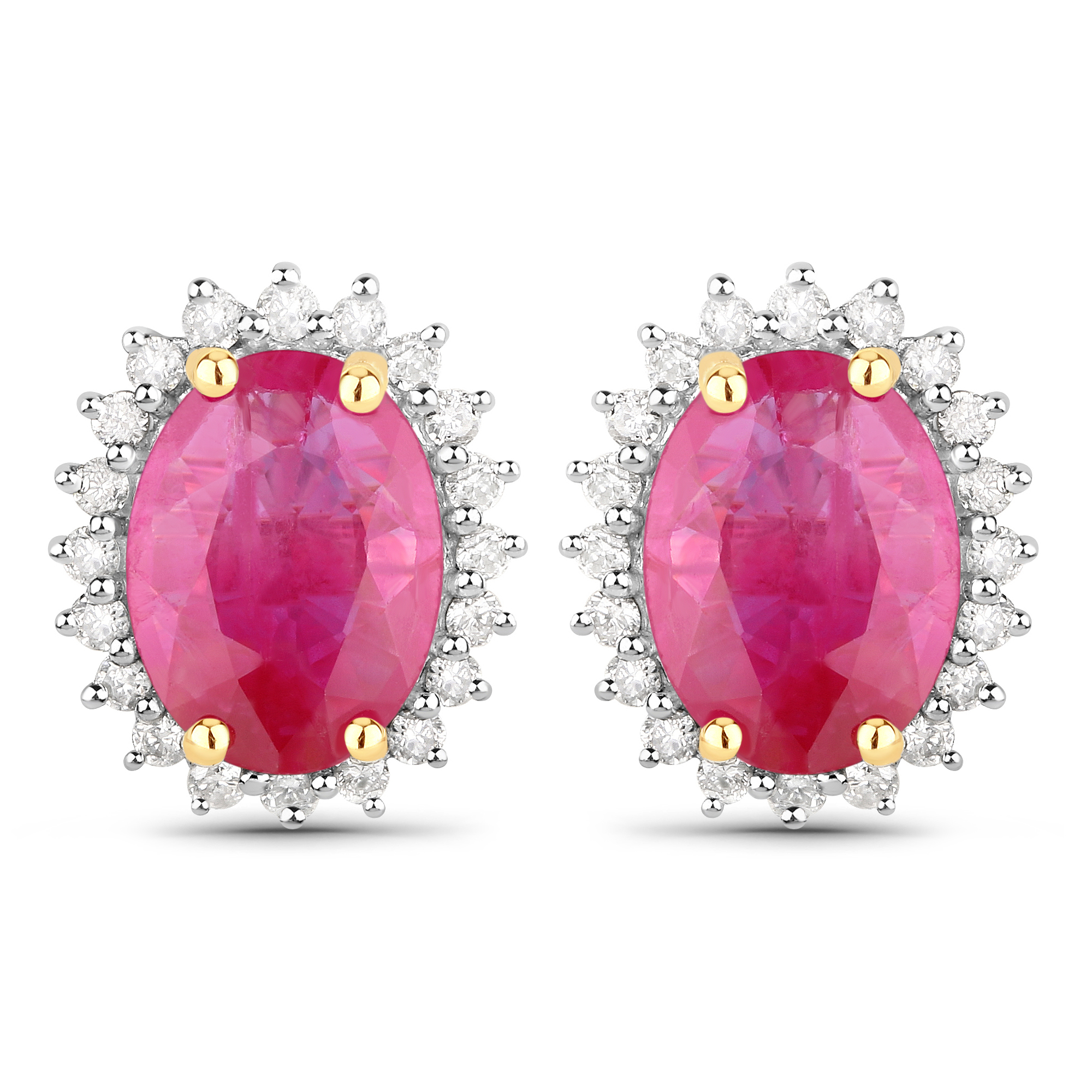 2.88ctw Natural Ruby with Diamond Halo Earrings
