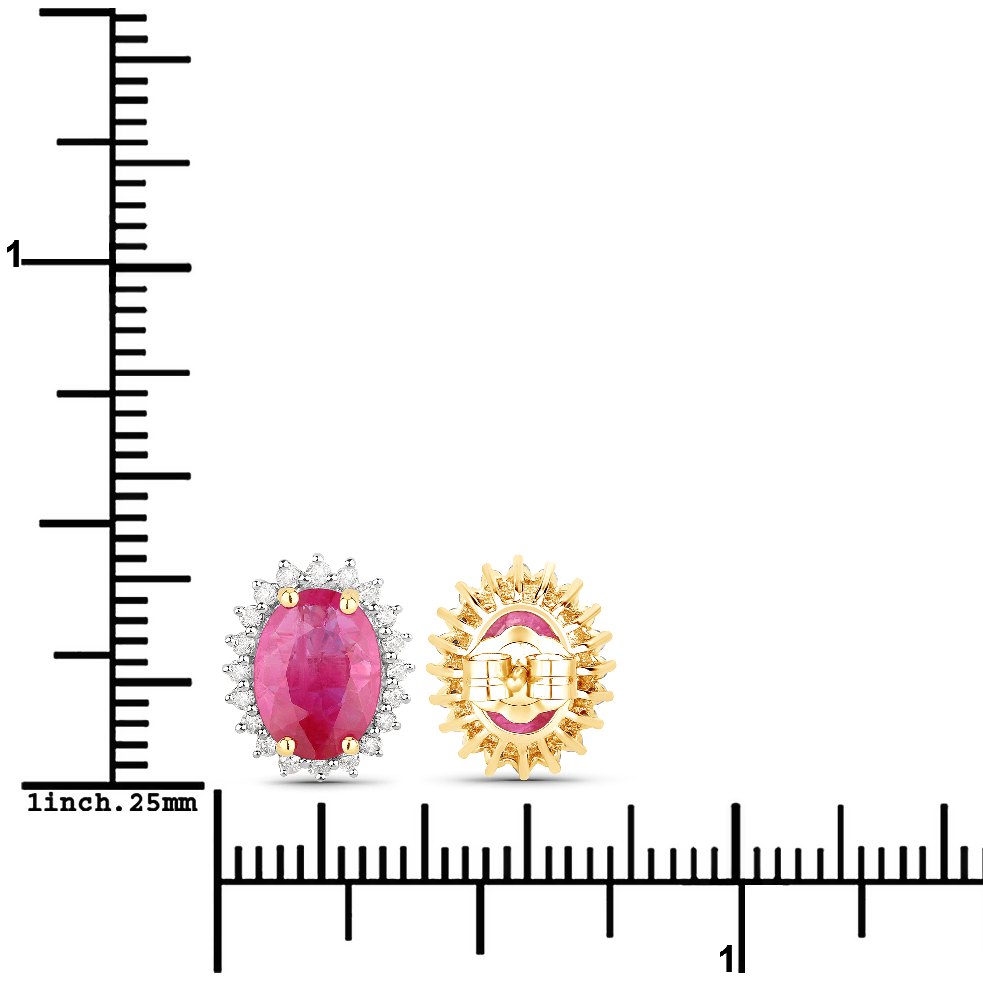 2.88ctw Natural Ruby with Diamond Halo Earrings