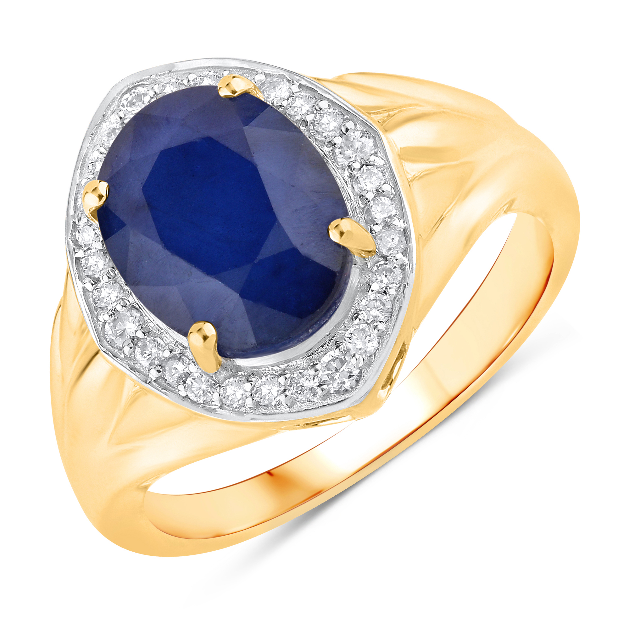 Natural Blue Sapphire and Diamond Ring