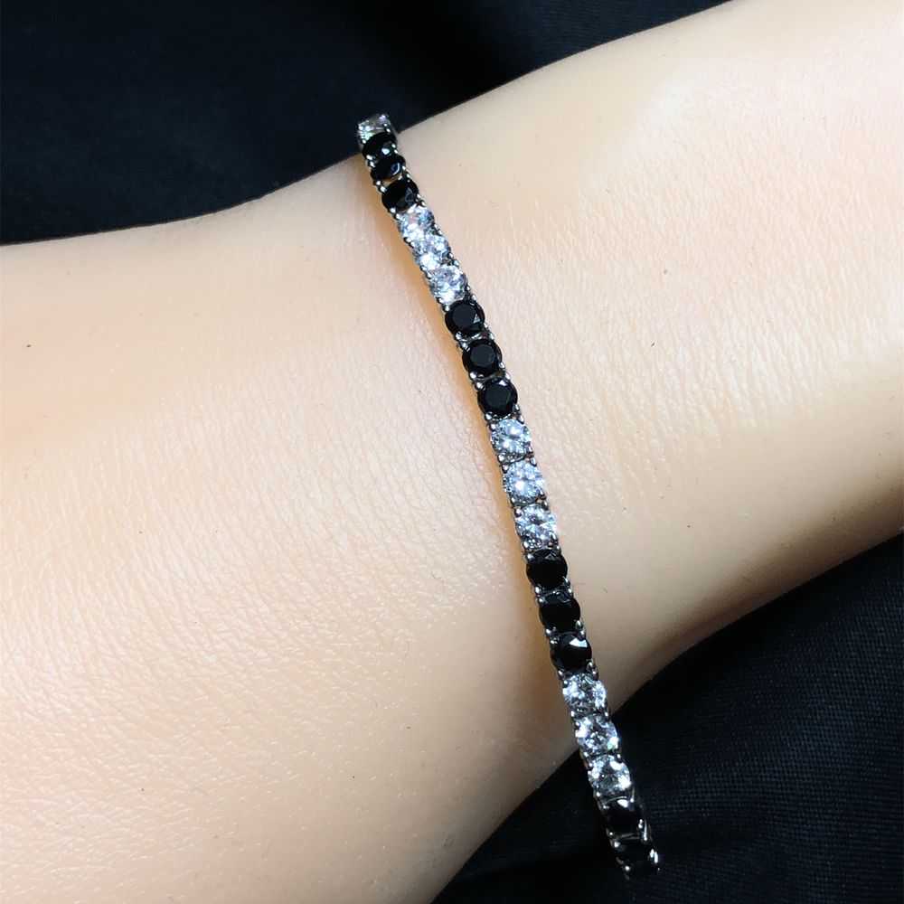 CZ and Black Onyx Tennis Bracelet